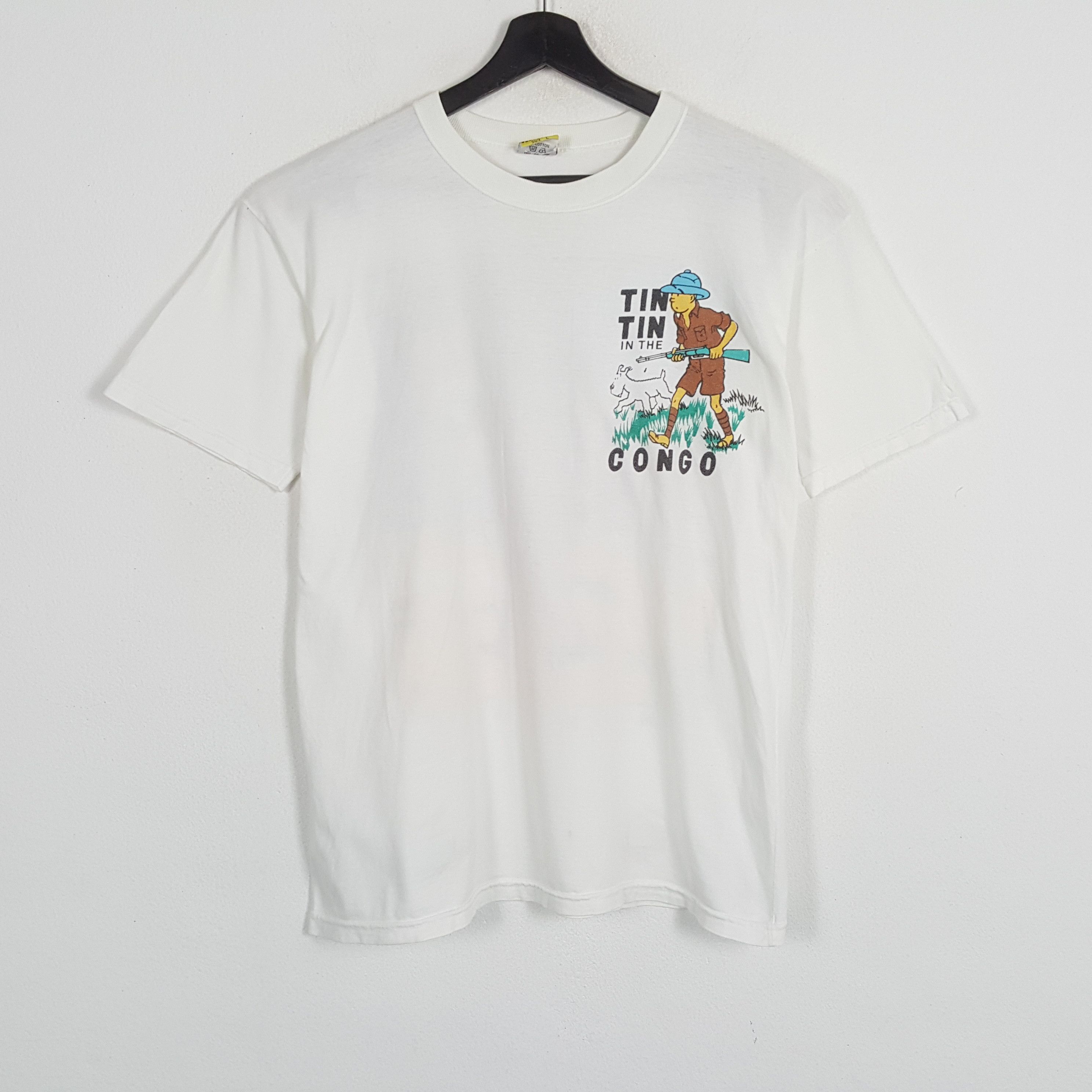 Vintage TINTIN IN THE CONGO Streetwear Style Cartoon Tshirt Size US M / EU 48-50 / 2 - 3 Thumbnail