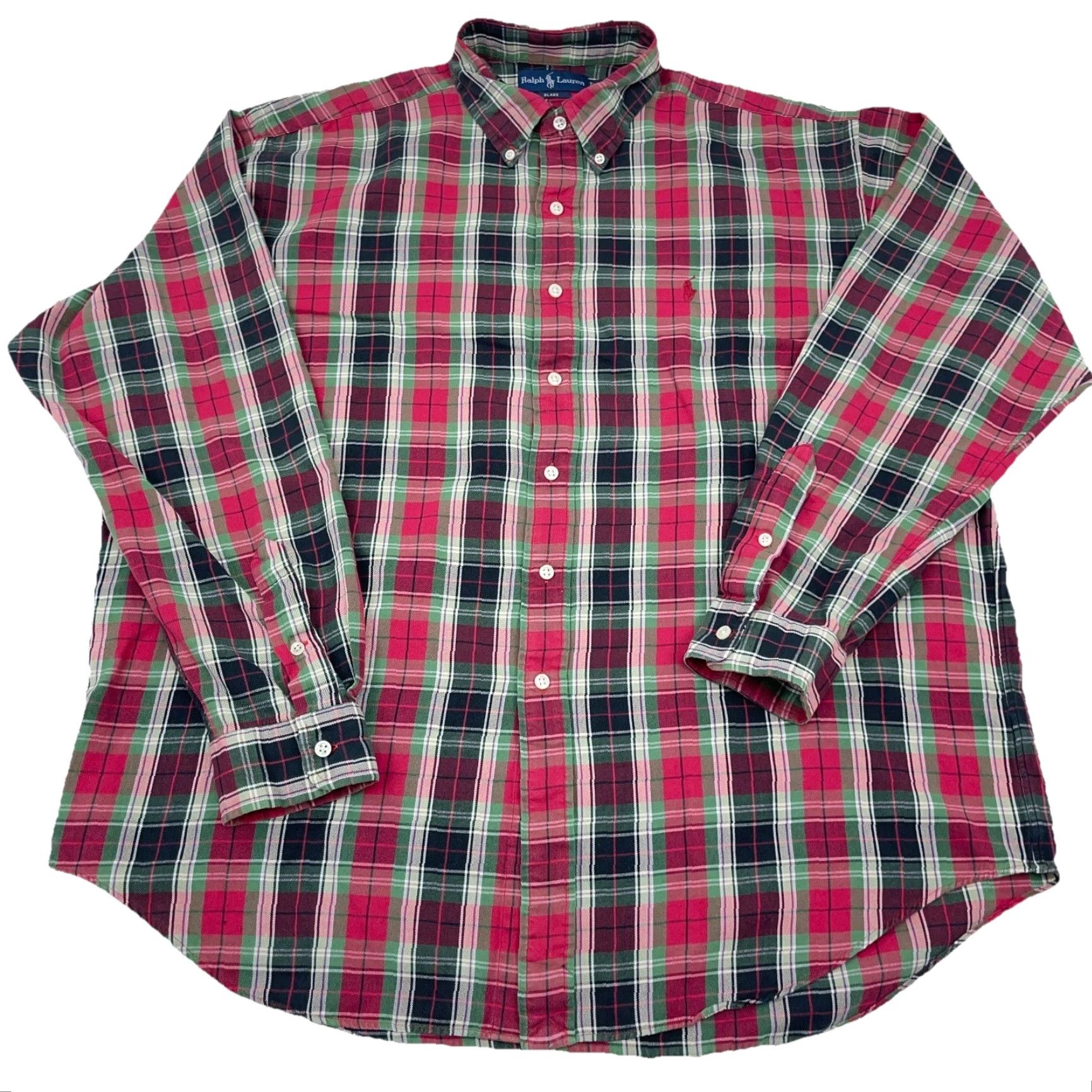 Ralph Lauren Ralph Lauren Plaid Flannel Button-Up Shirt Men XL Red Green Casual Modern Size 46R - 2 Thumbnail