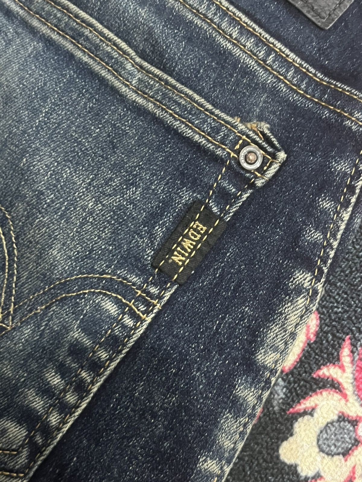 Balmain Vintage Japanese Brand Edwin Pure Dark Blue Wash Biker Jeans Size US 32 / EU 48 - 8 Thumbnail