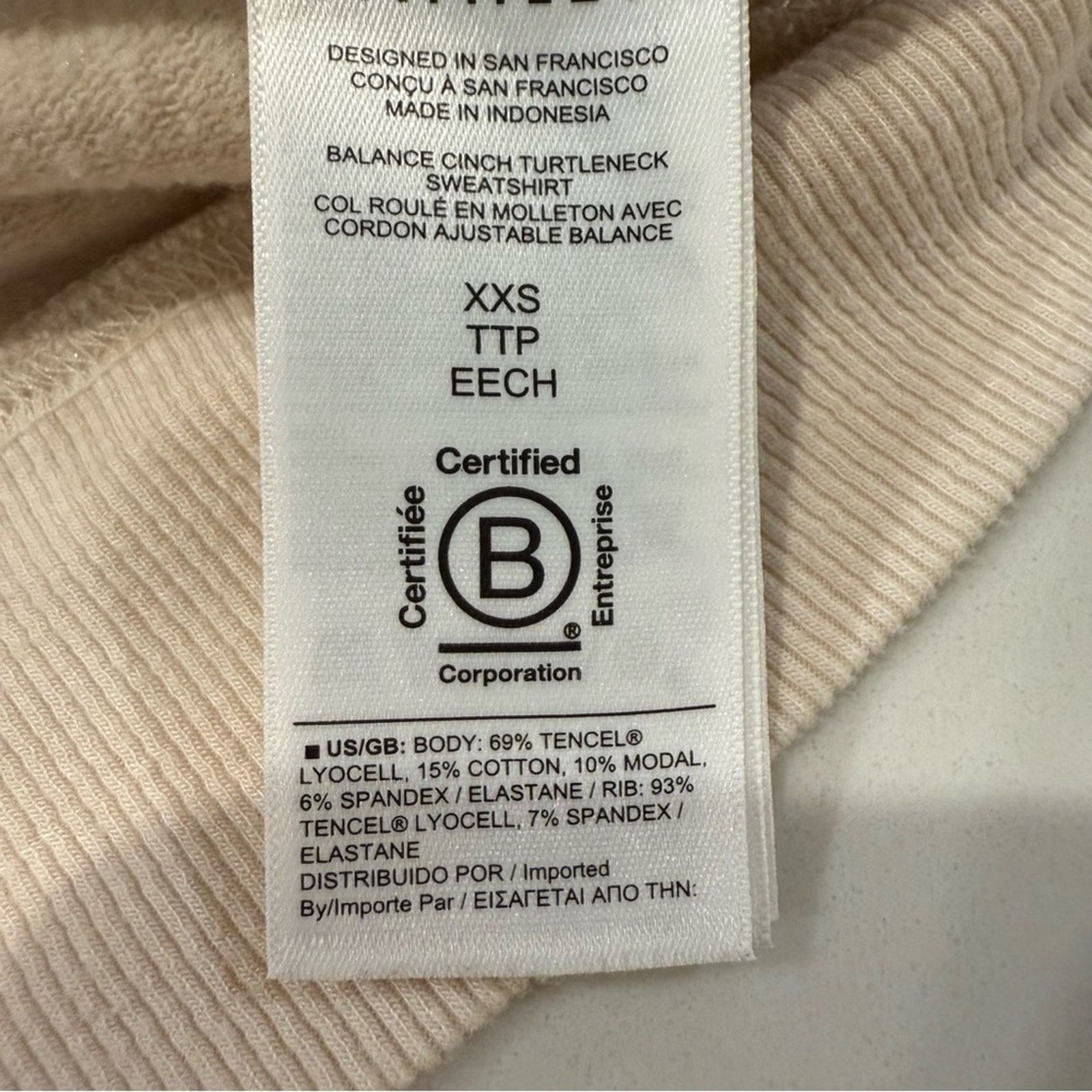 Athleta Athleta Balance Cinch Turtleneck Sweatshirt Womens XXS Cream Size XXS / US 00 / IT 34 - 9 Thumbnail