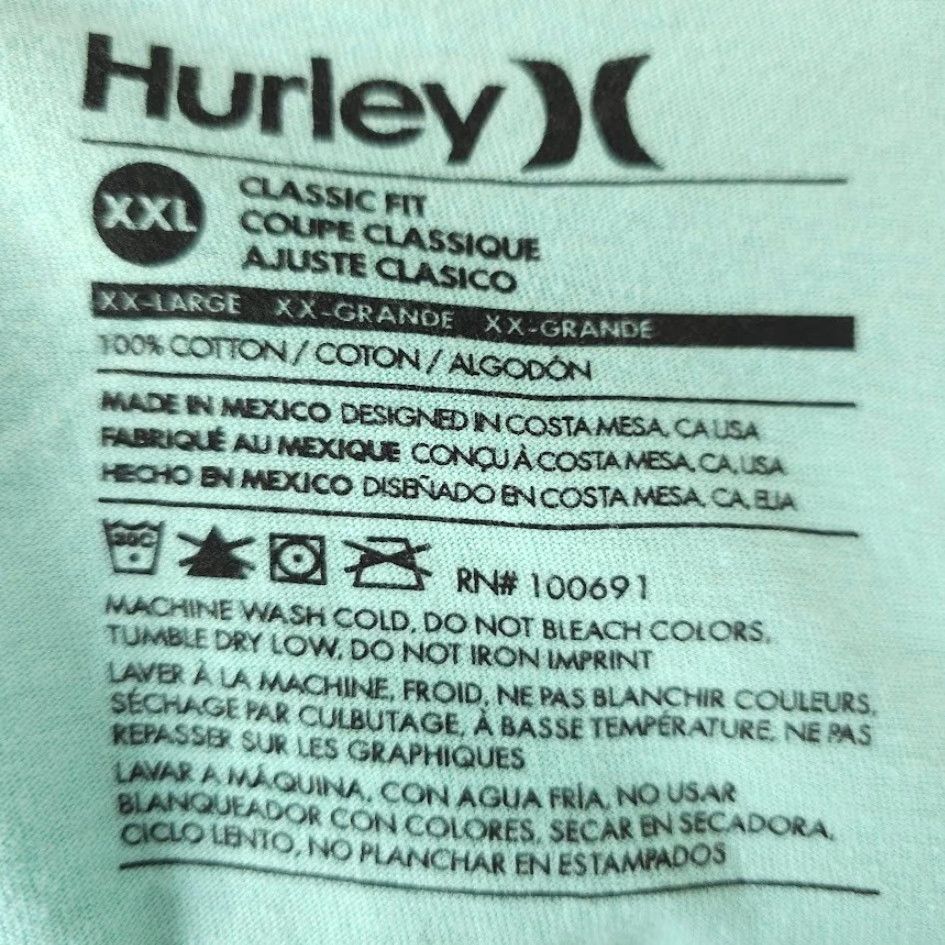 Hurley Hurley Surfer T Shirt Mens 2XL Blue Surf And Skate Streetwear Shirt Short Sleeve Crew Neck Cotton Shorts Sleeve Size US XXL / EU 58 / 5 - 5 Thumbnail