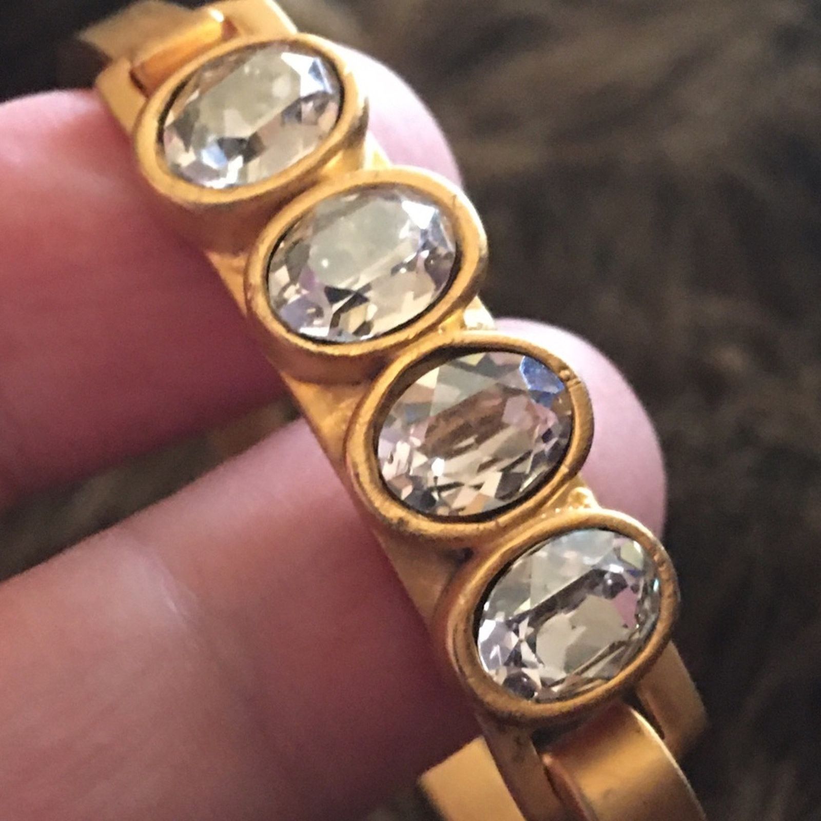 Vintage Vintage matte gold tone clear crystal bracelet Size ONE SIZE - 2 Thumbnail