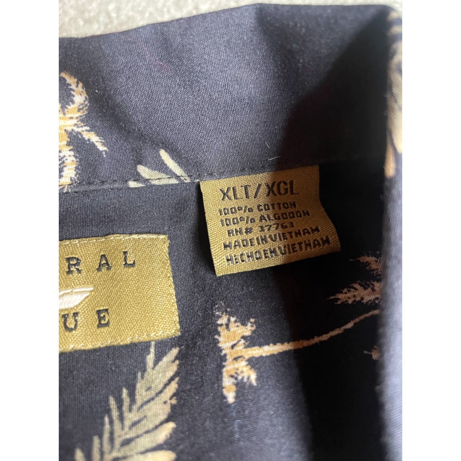 Vintage Natural Issue Shirt Men's XL Tall Black Palm Tree Pattern Button Up Pocket Cotton Nature Mens Size US XL / EU 56 / 4 - 8 Thumbnail