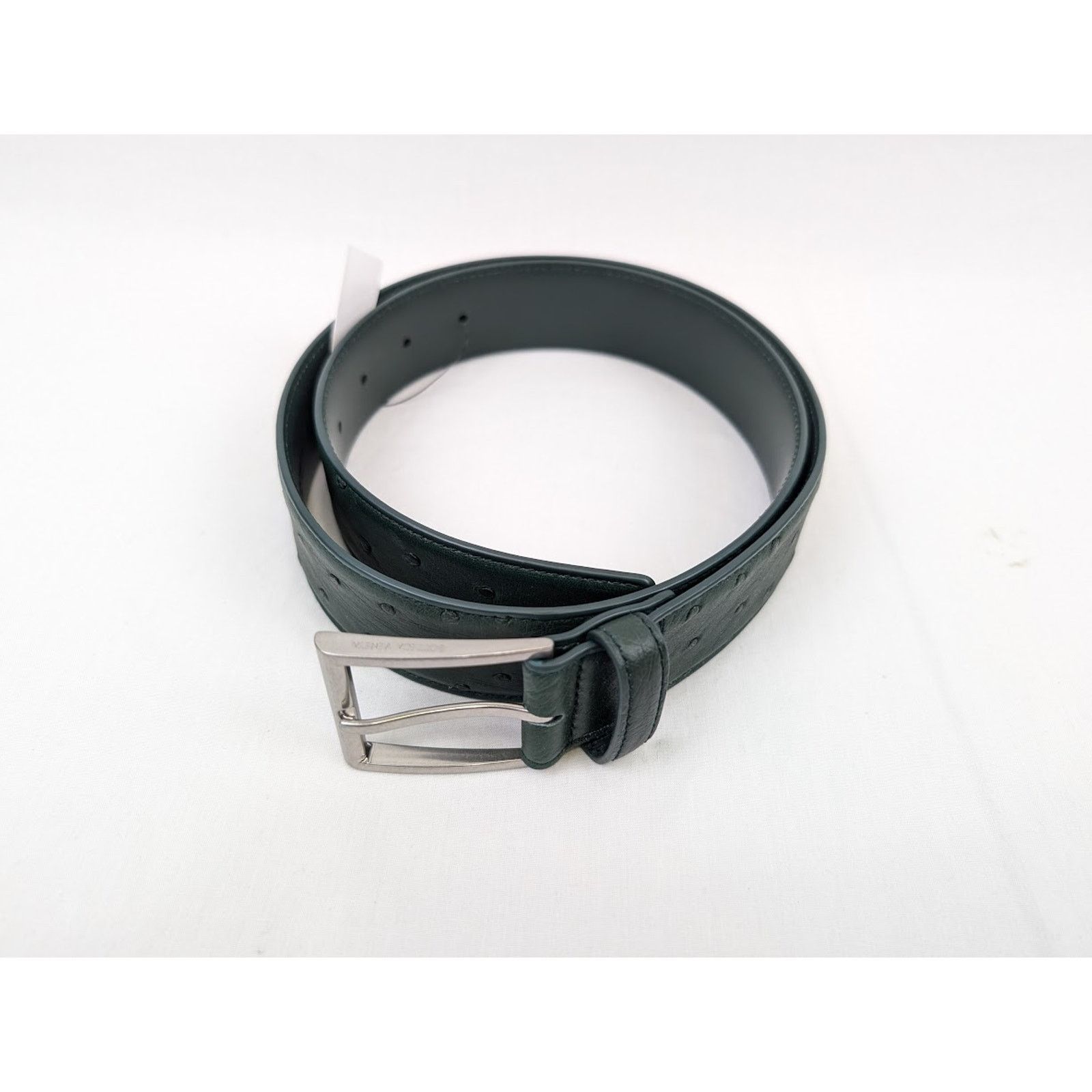 Bottega Veneta o1rshd1 Size: 90 / Struzzo Light Calf Belt in Pine Green Size 34 - 2 Thumbnail