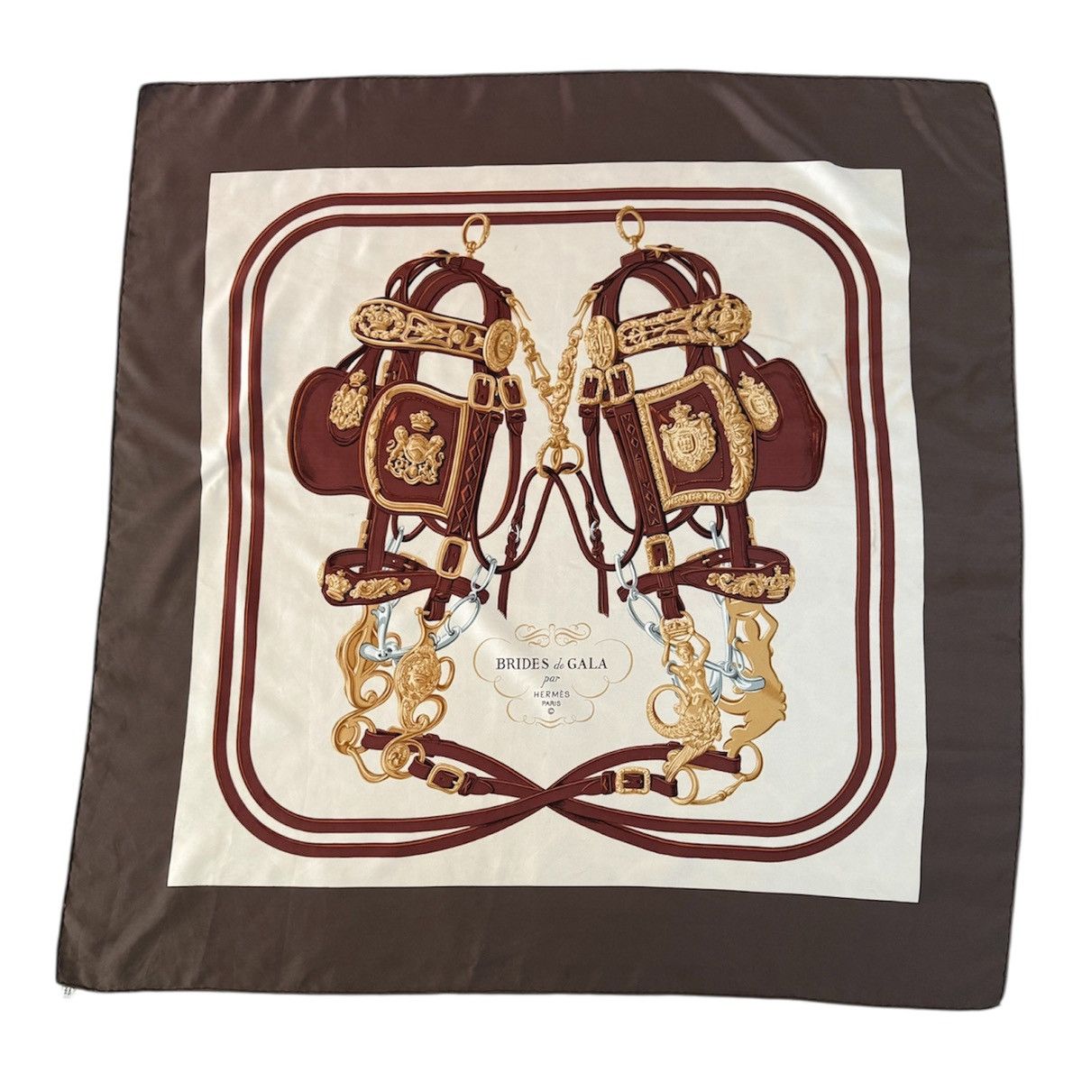 Hermes iconic Hermès silk scarf classic bridles motif in brown Size ONE SIZE - 1 Thumbnail