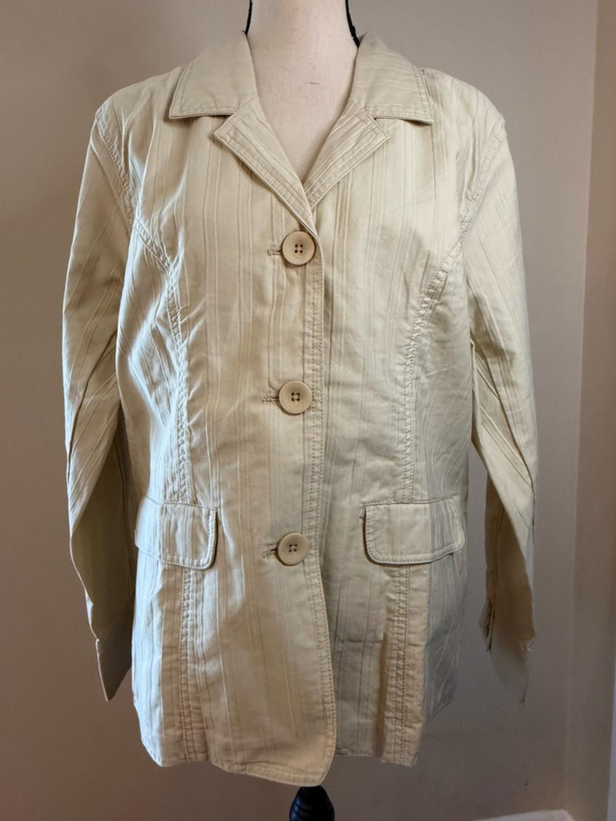 Other Denim & Co. light green boho cotton jacket button front LG Size L / US 10 / IT 46 - 1 Thumbnail