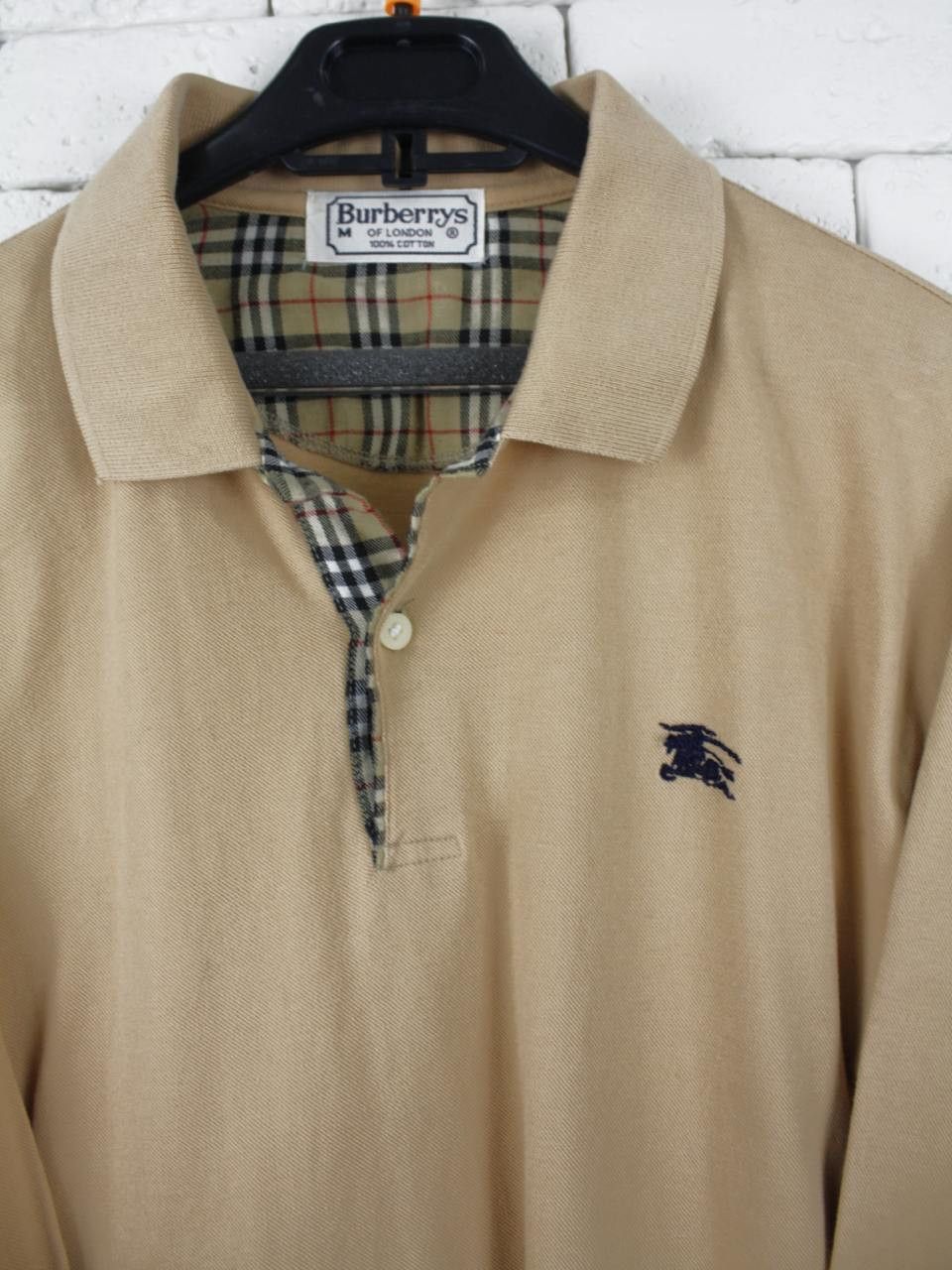 Burberry Burberrys Beige Polo Shirt Long Sleeve Vintage Burberry Size US M / EU 48-50 / 2 - 3 Thumbnail
