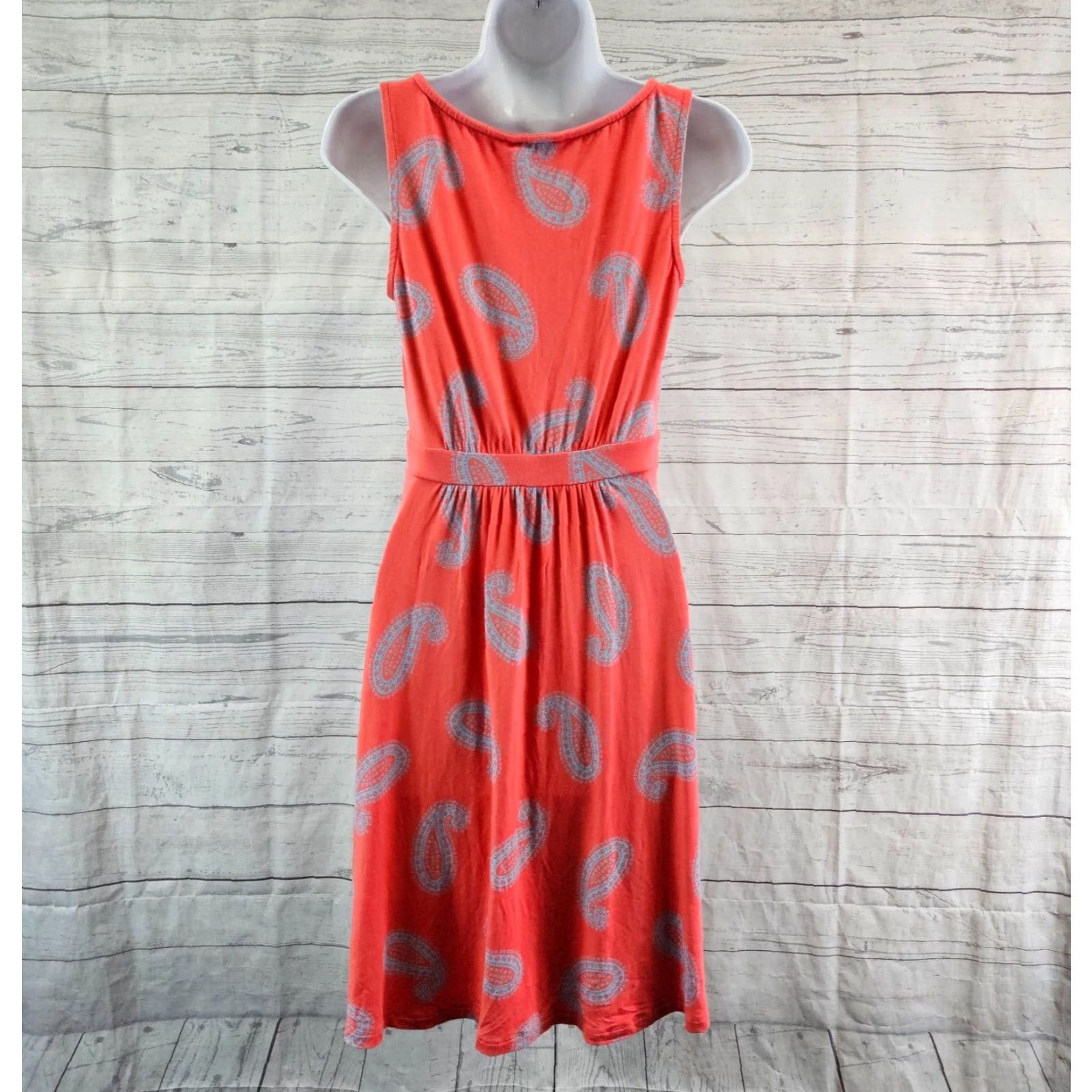 Boden Boden Womens Ella Dress Sz 6P Paisley Knit Sleeveless Scoop Neck Knee Length Pink Blue Jersey Knit Pattern Size M / US 6-8 / IT 42-44 - 4 Thumbnail