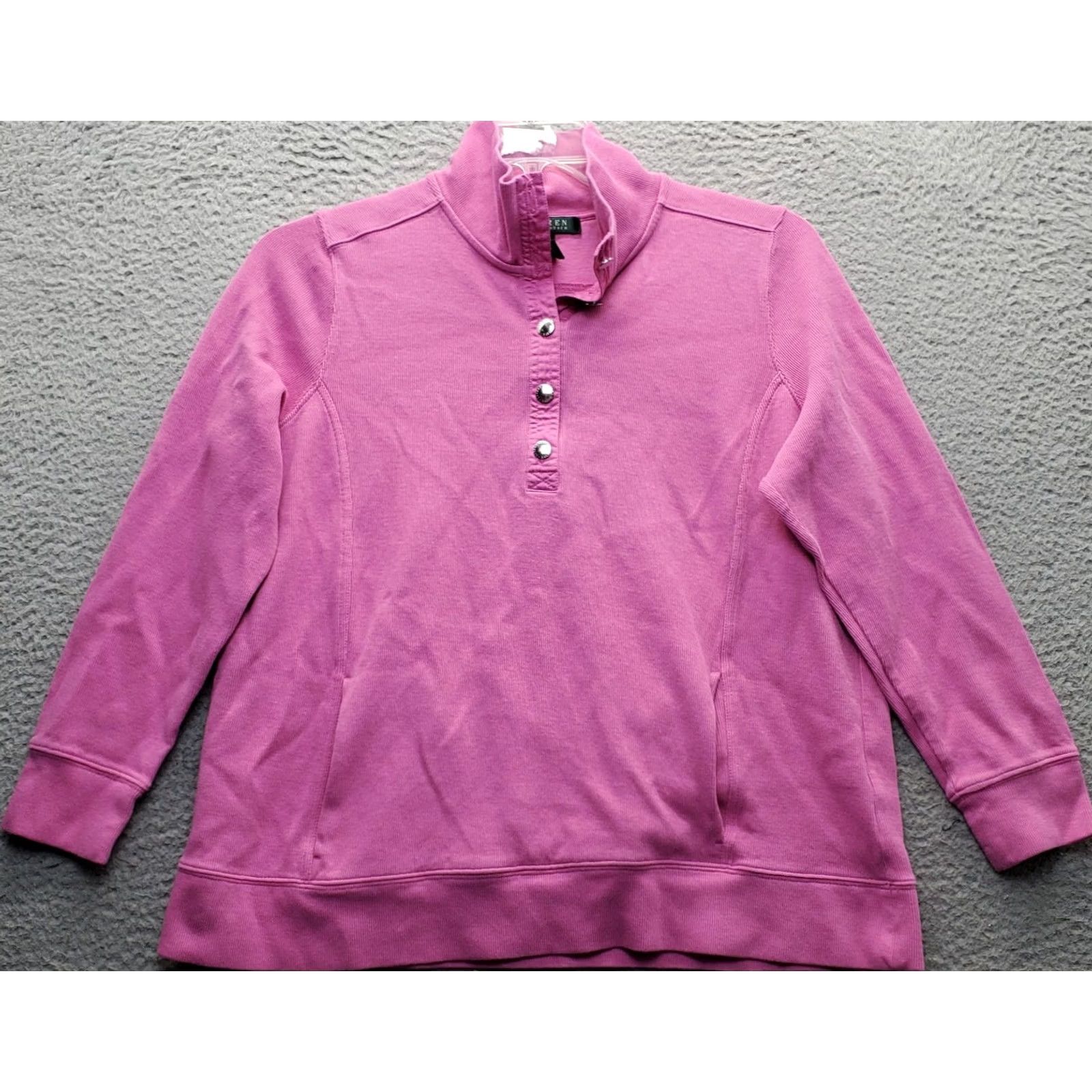 Ralph Lauren Lauren Ralph Lauren Sweater Womens 1X Pink Tight Knit Long Sleeve Quarter Button Size XL / US 12-14 / IT 48-50 - 2 Thumbnail