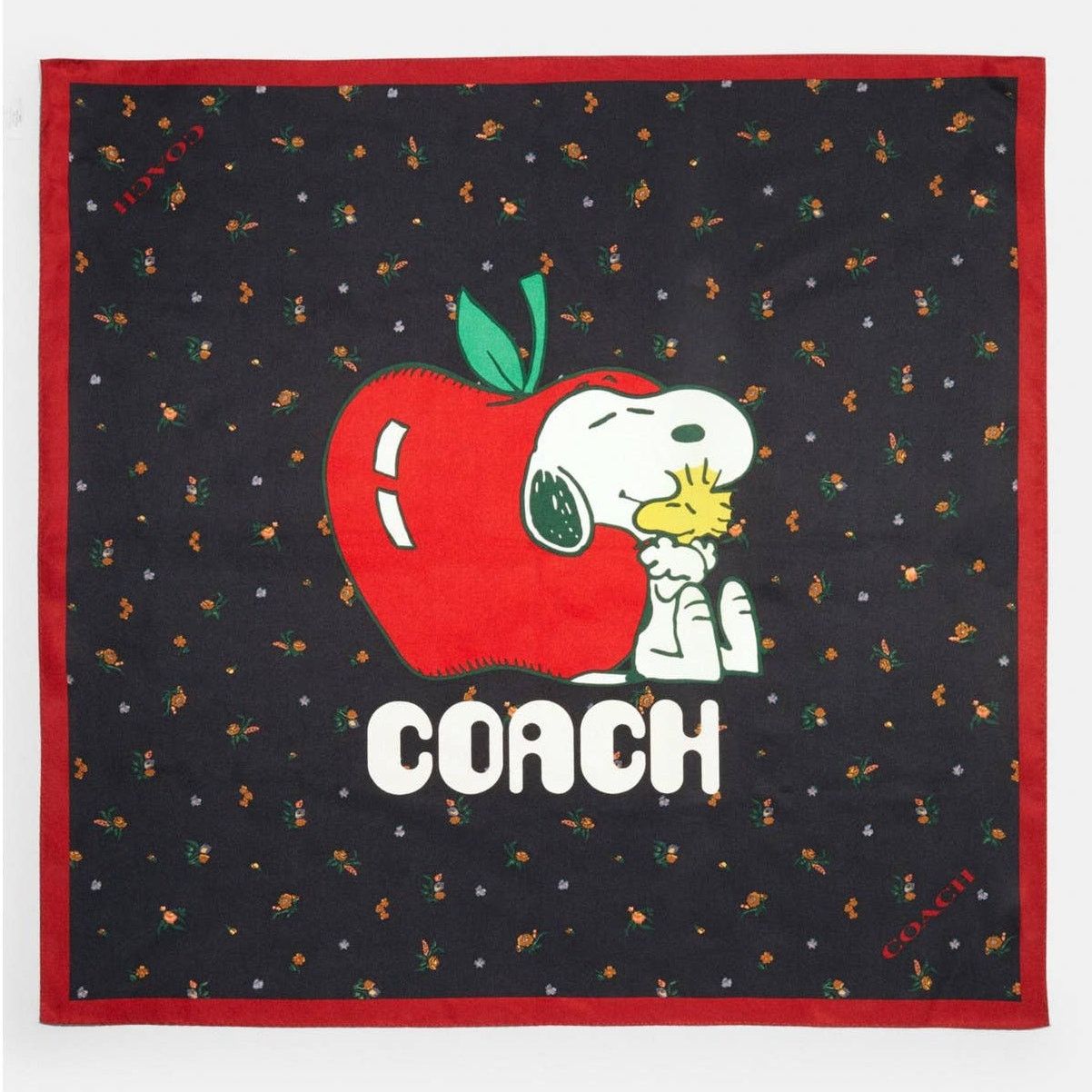 Coach Coach Peanuts Snoopy Apple Silk Bandana Scarf in Black Size ONE SIZE - 1 Thumbnail