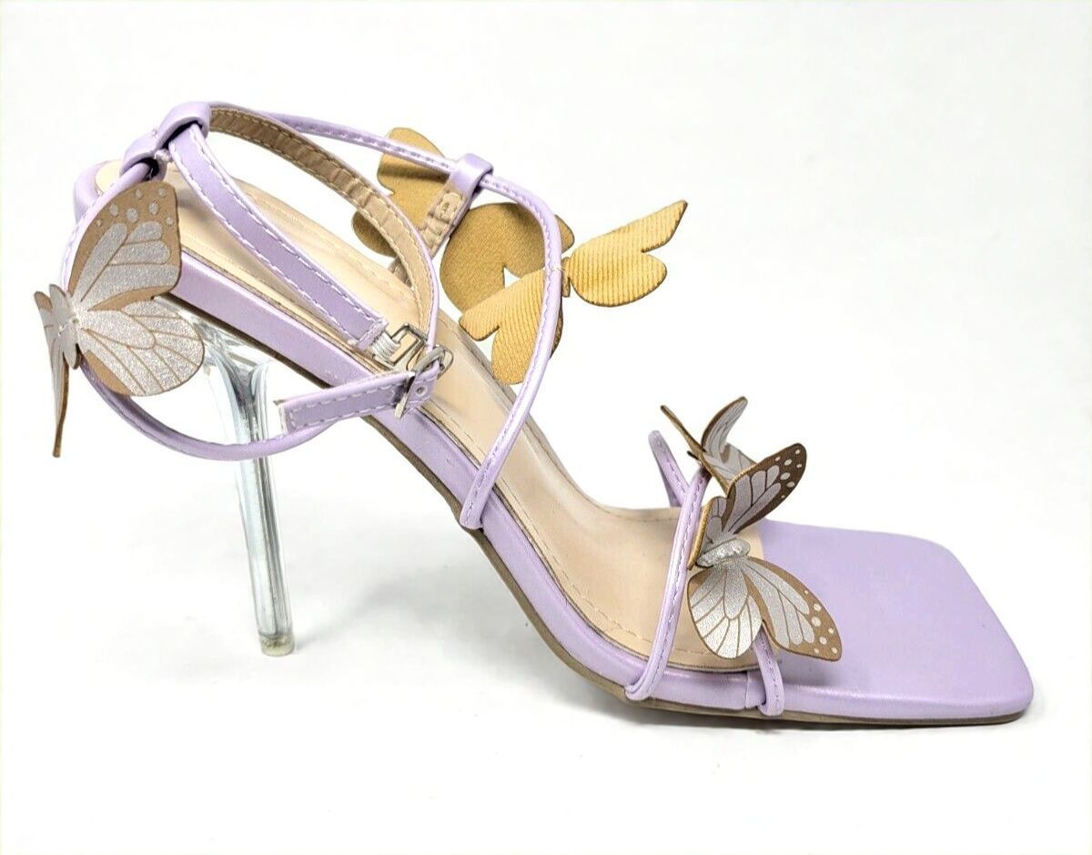 Other Butterfly Stiletto Sandals Size 9 Clear Acrylic Heel Strappy Size US 9 / IT 39 - 4 Thumbnail