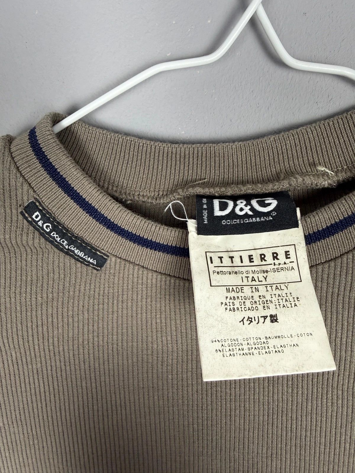 Dolce & Gabbana Dolce & Gabbana D&G Ribbed Long Sleeve Brown Crew Neck 2000s Size US S / EU 44-46 / 1 - 4 Thumbnail