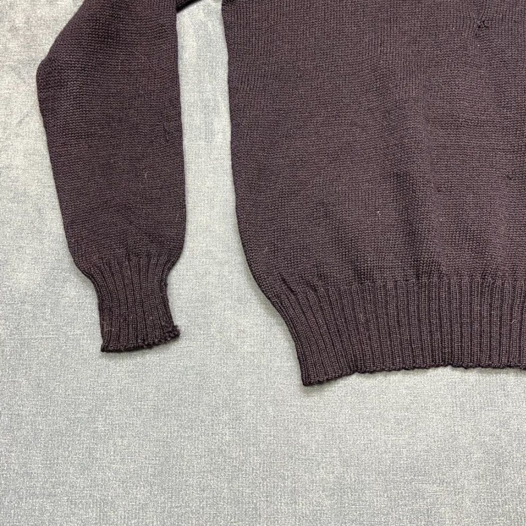 Vintage US Navy Sweater Womens Medium Black Tight-Knit Wool Mock Neck Ribbed Trim 40-42 Size M / US 6-8 / IT 42-44 - 3 Thumbnail