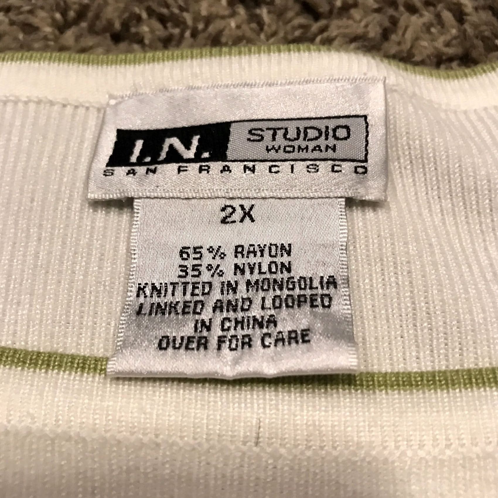 Vintage Vtg i.n. studio White Rayon Blend Top Womens 2X Nwt B9 Size XXL / US 16-18 / IT 52-54 - 2 Thumbnail