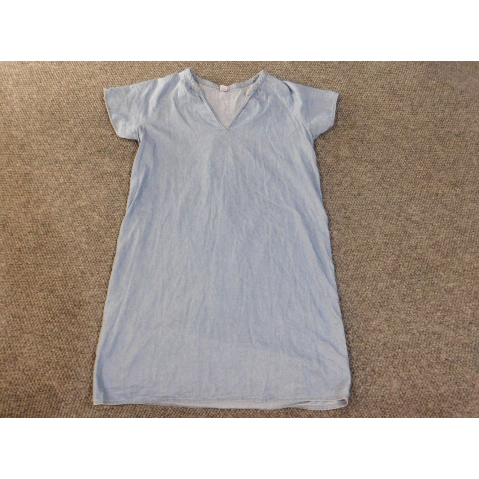 Old Navy Old Navy Dress Midi Denim Cotton A-Line Raglan Sleeve Short Sleeve Women M Blue Ruffle Flower Casual Vintage: No Size M / US 6-8 / IT 42-44 - 2 Thumbnail