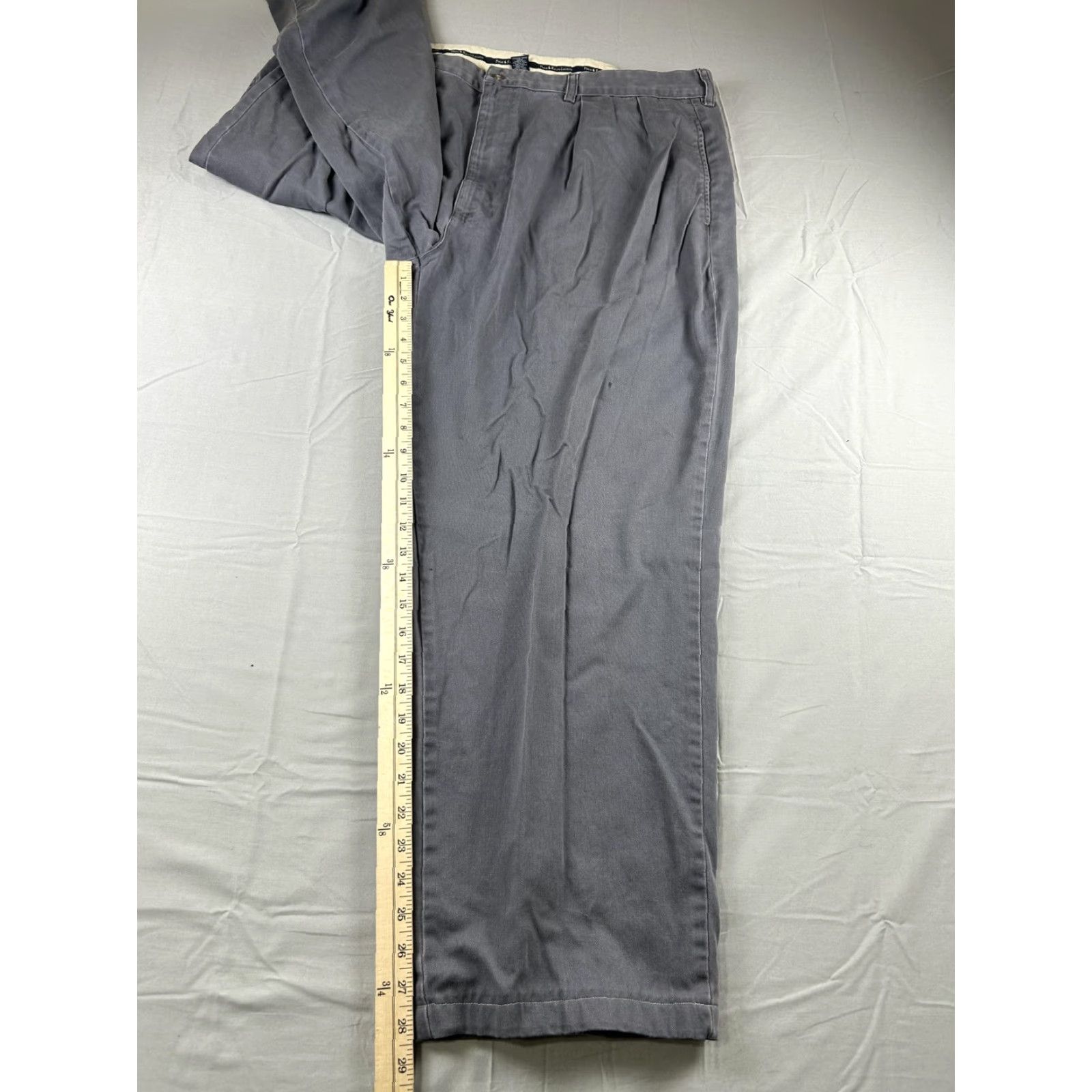 Polo Ralph Lauren Polo Ralph Lauren Andrew Pants Mens 41X28 Gray Pleated Chino Cotton Relaxed Fit Size US L / EU 52-54 / 3 - 7 Thumbnail