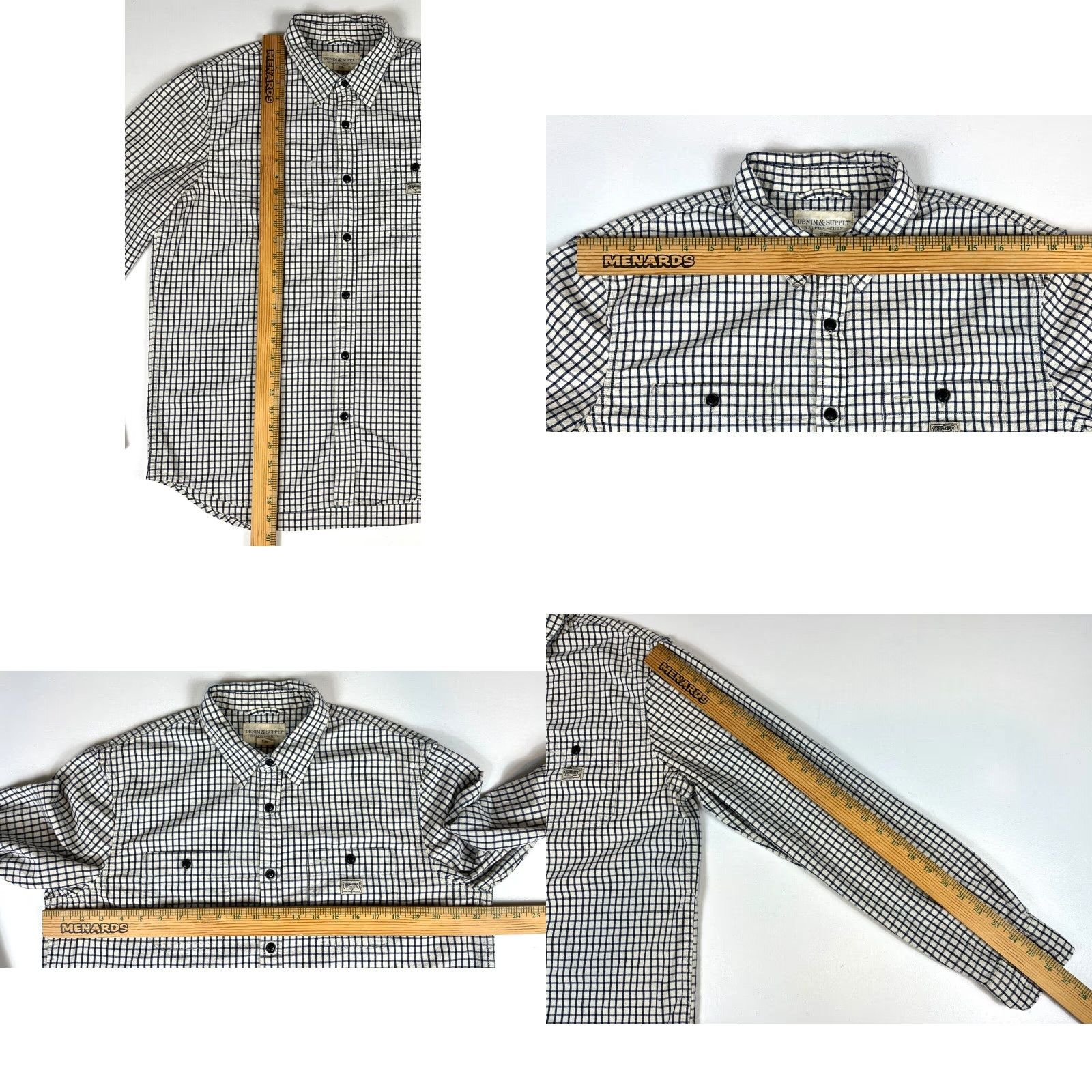 Vintage Ralph Lauren Denim & Supply Button-Up Shirt Mens Cotton Check Long Sleeve Sz L White Navy Size US L / EU 52-54 / 3 - 8 Thumbnail
