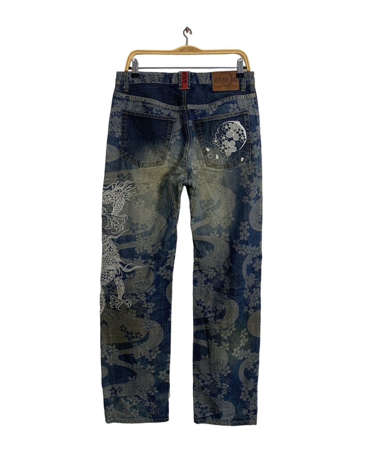Karakuri Tamashii Karakuri Tamashi Embroidery Dragon Logo Indigo Denim Jeans Size US 32 / EU 48 - 2 Thumbnail