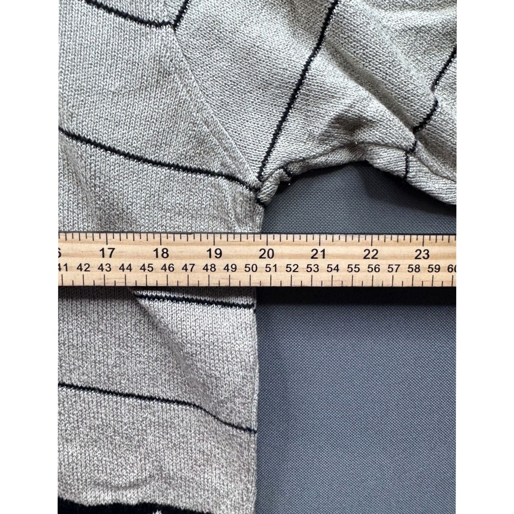 Alife VINTAGE Hauber Sporting Life Women's Gray Striped Butterfly Sweater Top Size L / US 10 / IT 46 - 6 Thumbnail