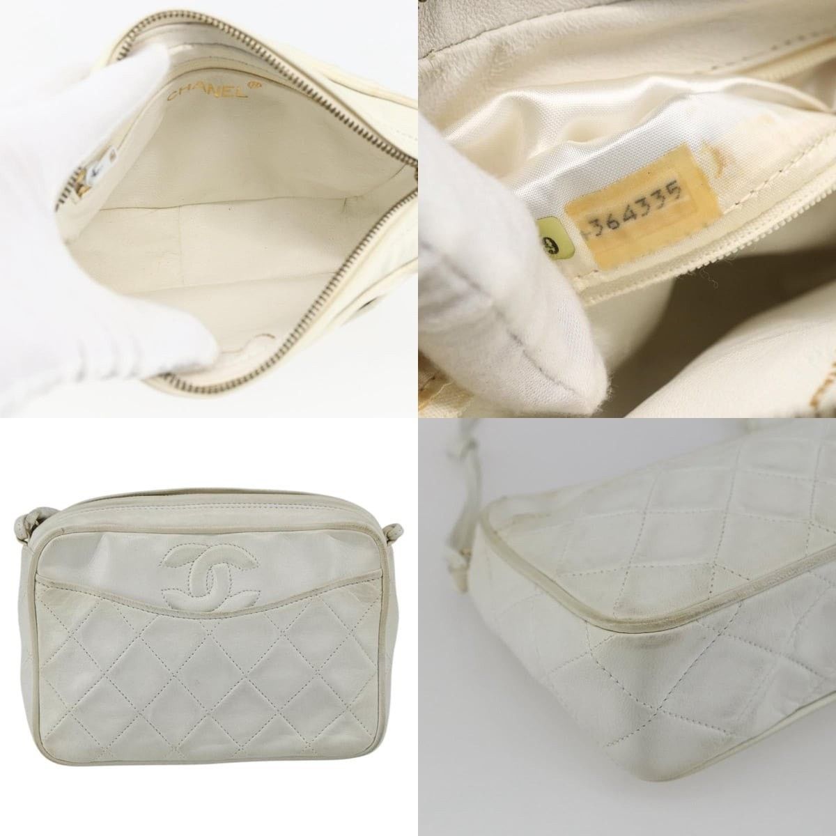 Chanel Chanel Matelasse Shoulder Bag Leather White Gold CC Size ONE SIZE - 5 Thumbnail
