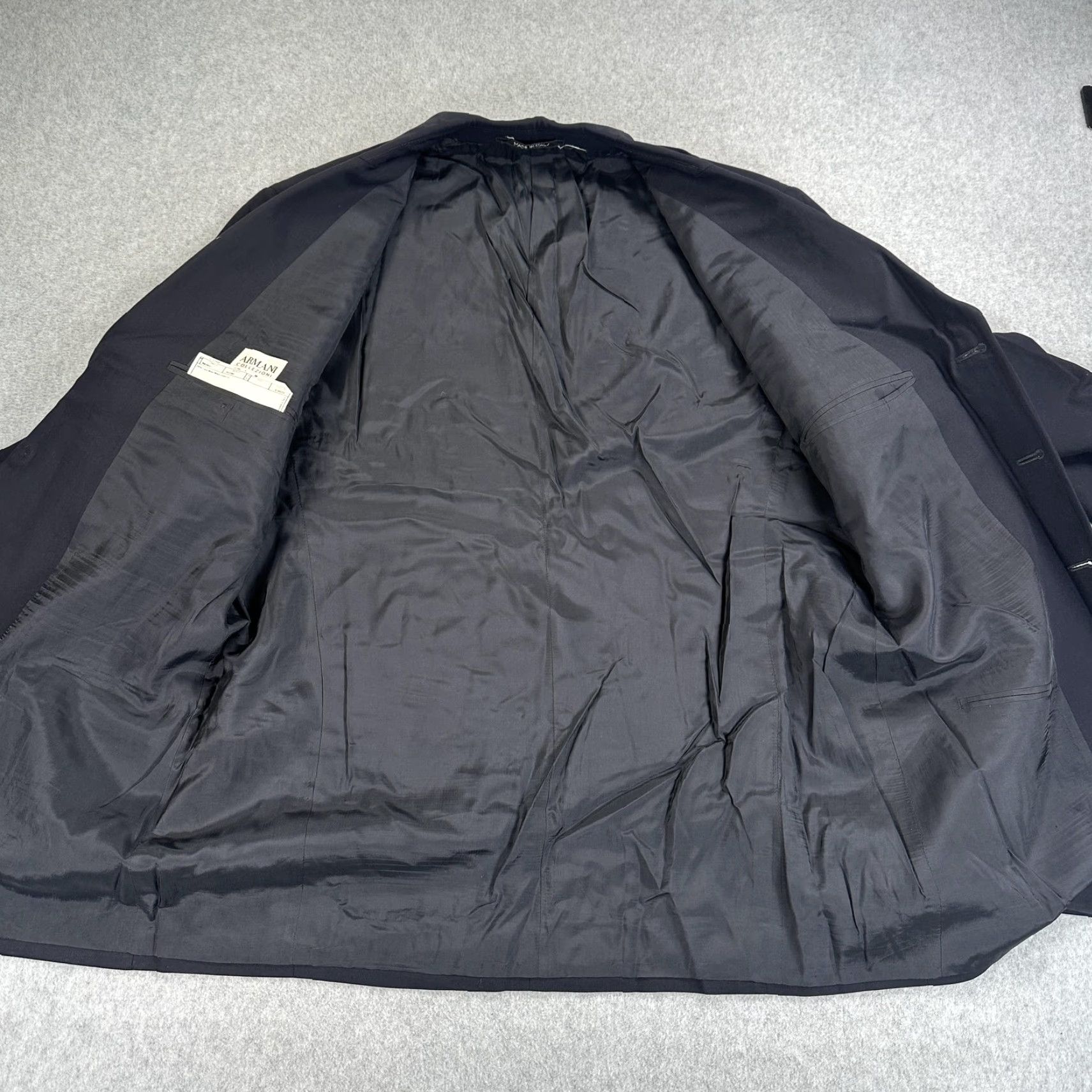 Armani Armani Collezioni Blazer Sport Coat Mens 43 Black Suit Jacket 3 Button Italy Size 46R - 6 Thumbnail