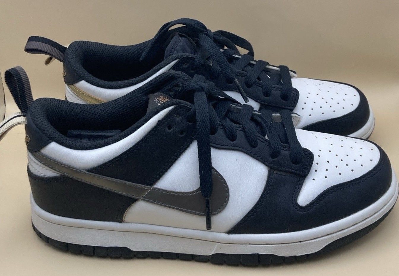 Nike Nike Dunk Low Black White Off Noir Gold Size 5.5 Womens Size US 7 / IT 37 - 2 Thumbnail