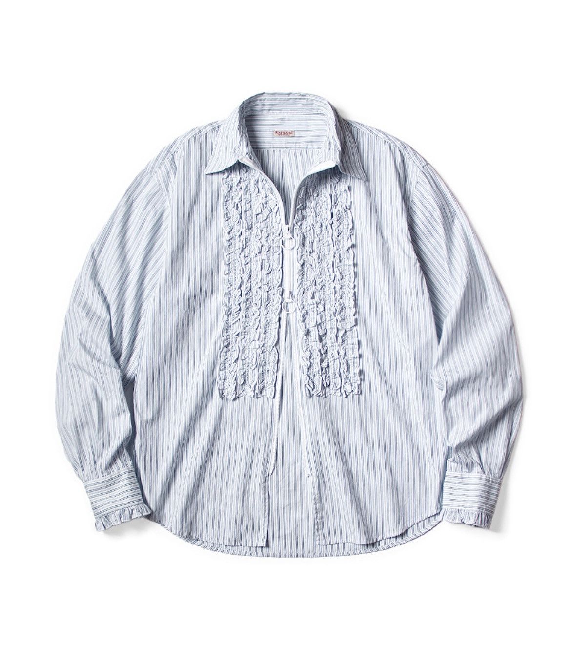 Kapital Kapital Cotton Stripe ZIPPER Ruffle Shirt Size US M / EU 48-50 / 2 - 1 Thumbnail