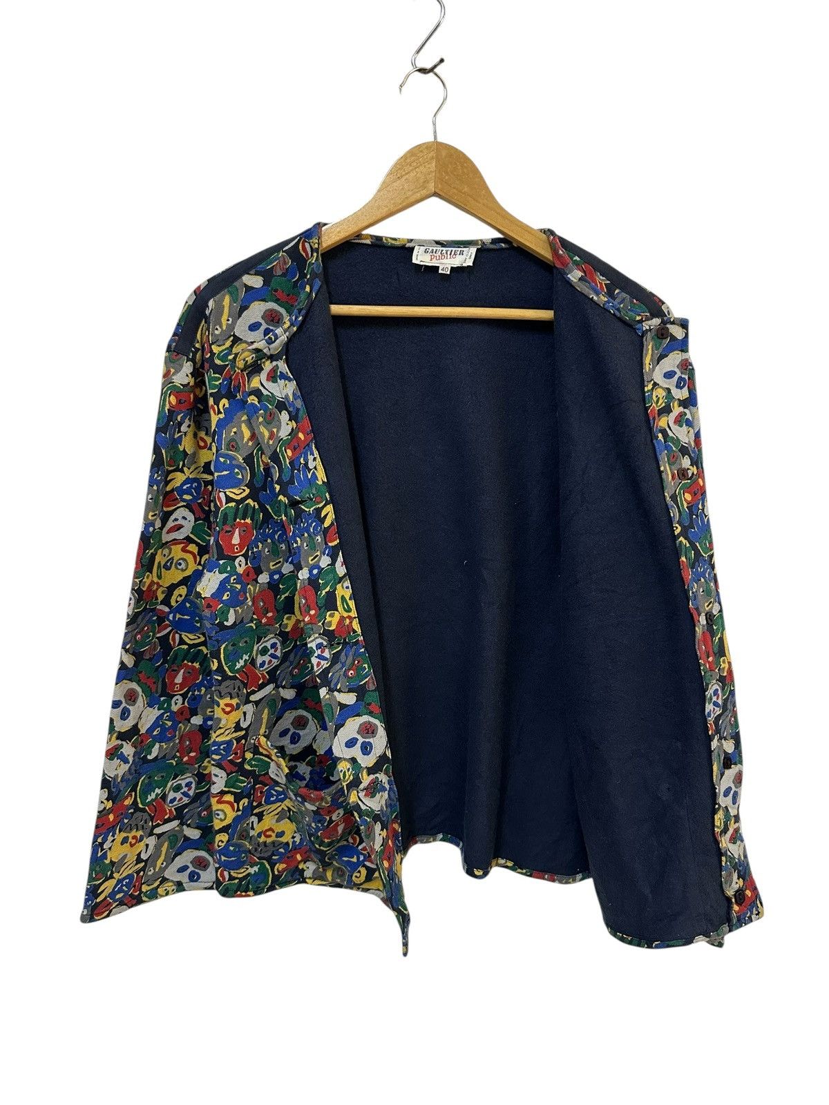 Jean Paul Gaultier Jean Paul Gaultier Public Multicolor Mask Print Jacket 80s Size US M / EU 48-50 / 2 - 8 Thumbnail