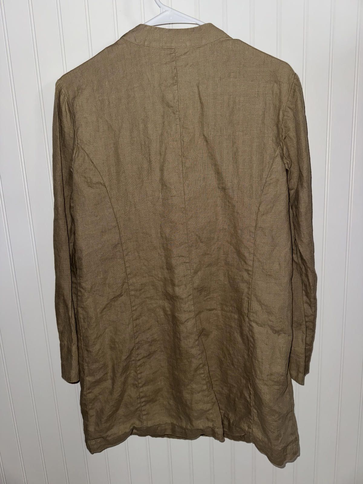 Chicos Chico's Women's Long Tan Linen Blazer Jacket Size 1 Size M / US 6-8 / IT 42-44 - 2 Thumbnail