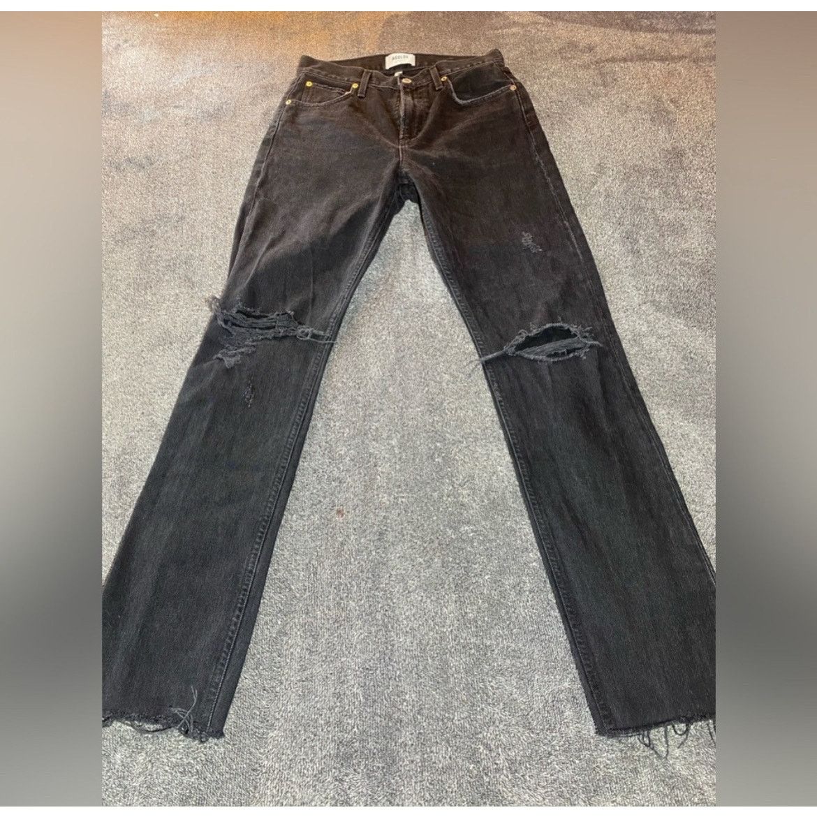 Agolde AGOLDE Los‎ Angeles Black Distressed Jeans ( 26 ) Size 26" / US 2 / IT 38 - 2 Thumbnail