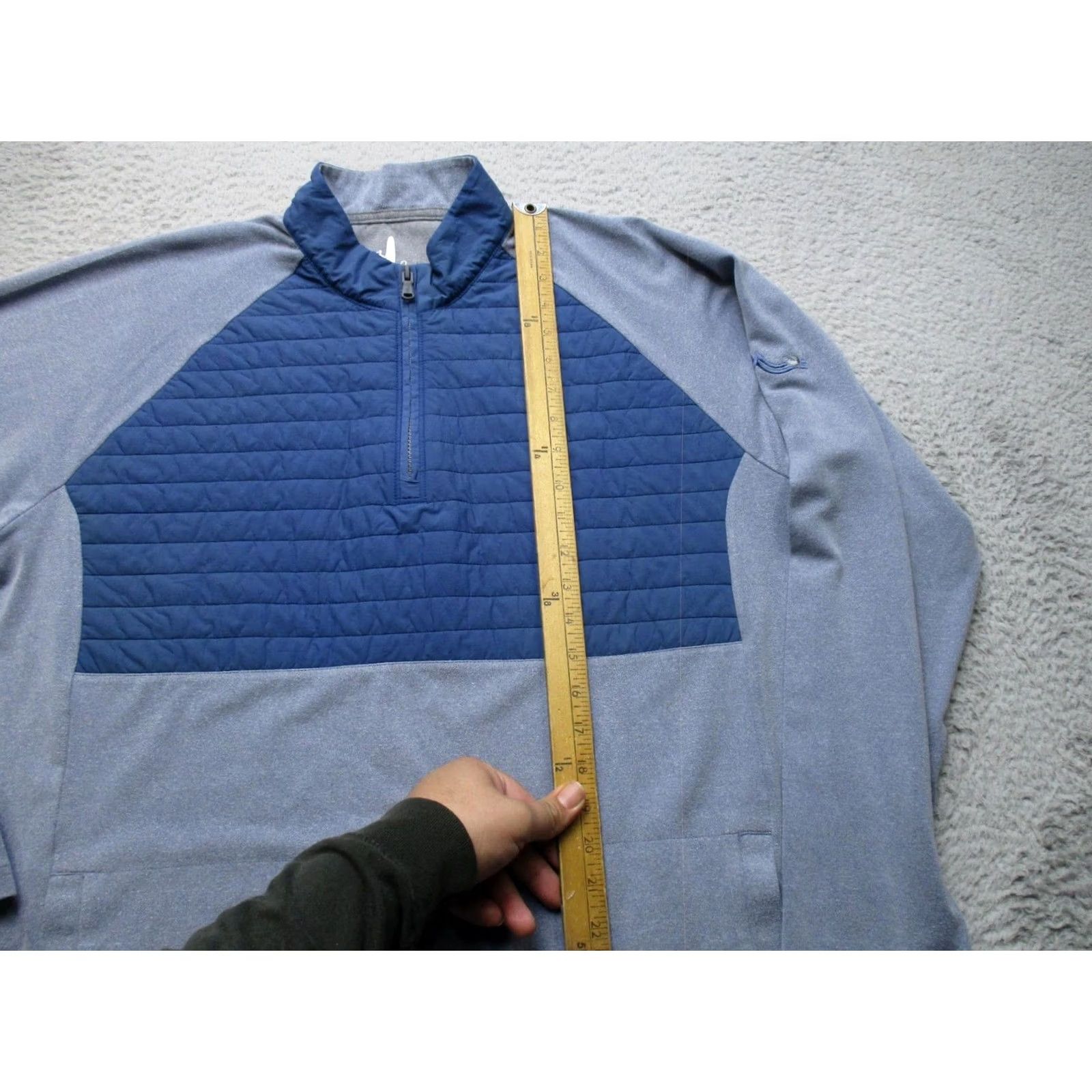 johnnie-O johnnie-O Sweater Mens XL Gray Quarter Zip Quilted Fleece Raglan Pullover Size US XL / EU 56 / 4 - 3 Thumbnail