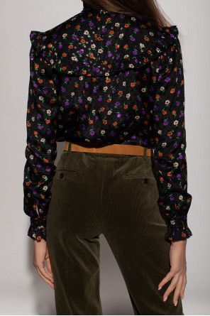 Saint Laurent Paris o1s1wg110924 Blouse Matte Shiny Lamé Floral Silk Multicolor Size M / US 6-8 / IT 42-44 - 4 Thumbnail