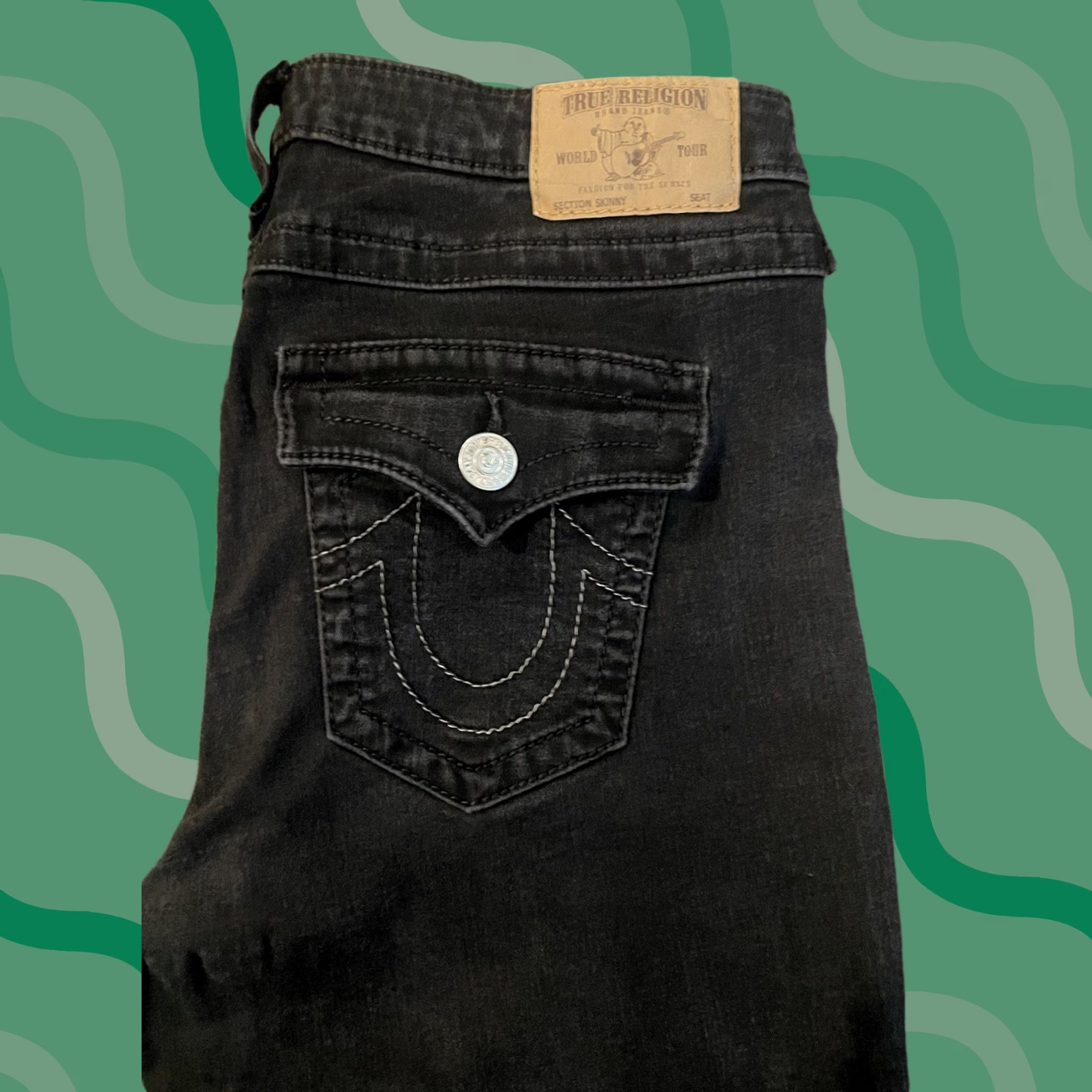 True Religion VINTAGE? Women’s True Religion Skinny Jeans Black 34x28 F48 Adults Women 34 28 Dark Pockets Comfort Style Skinny Jeans Size 24" / US 00 / IT 34 - 1 Thumbnail