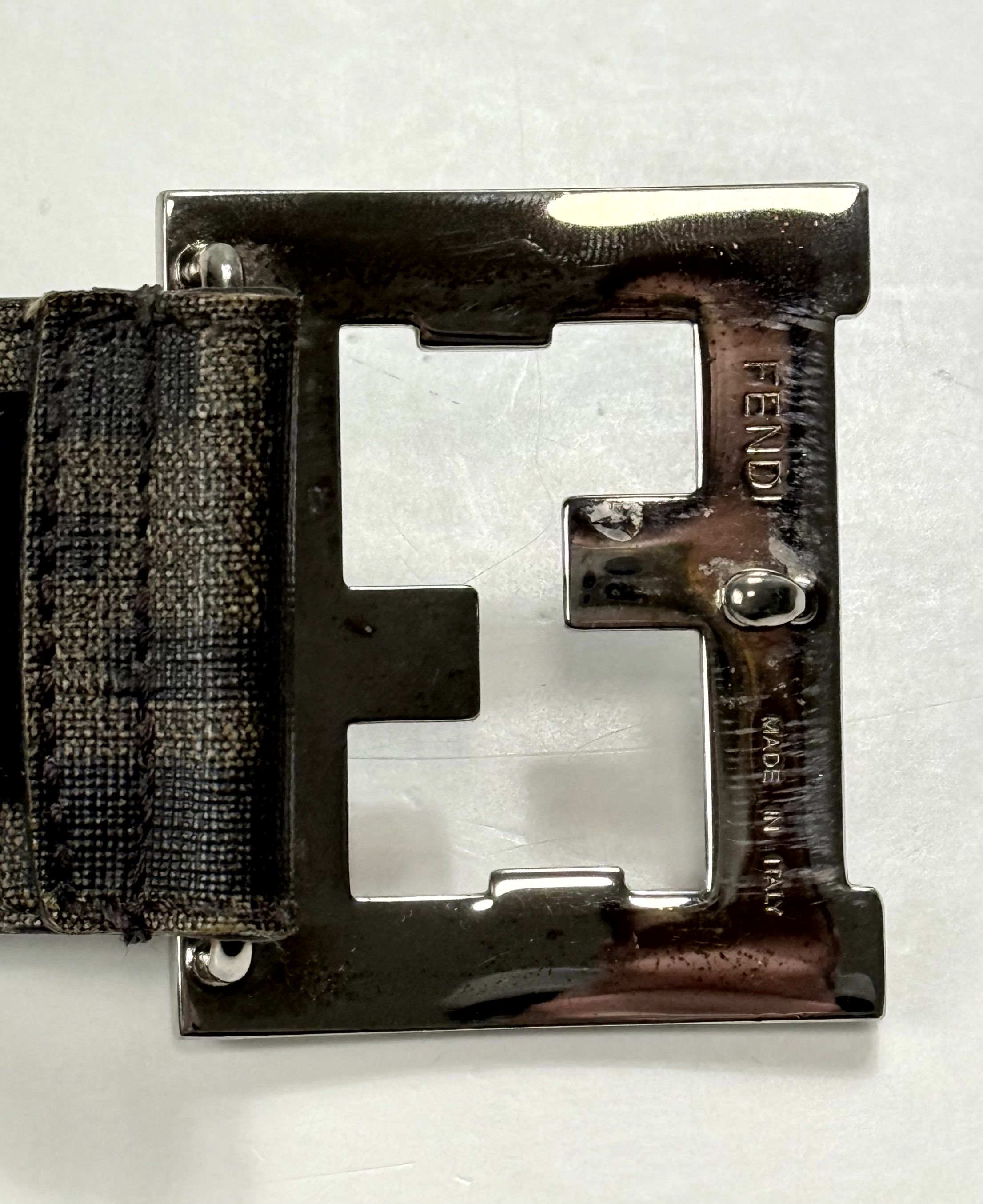 Fendi Fendi Brown Monogram Zucca FF Logo Leather Belt Size 95/38 Size ONE SIZE - 4 Thumbnail