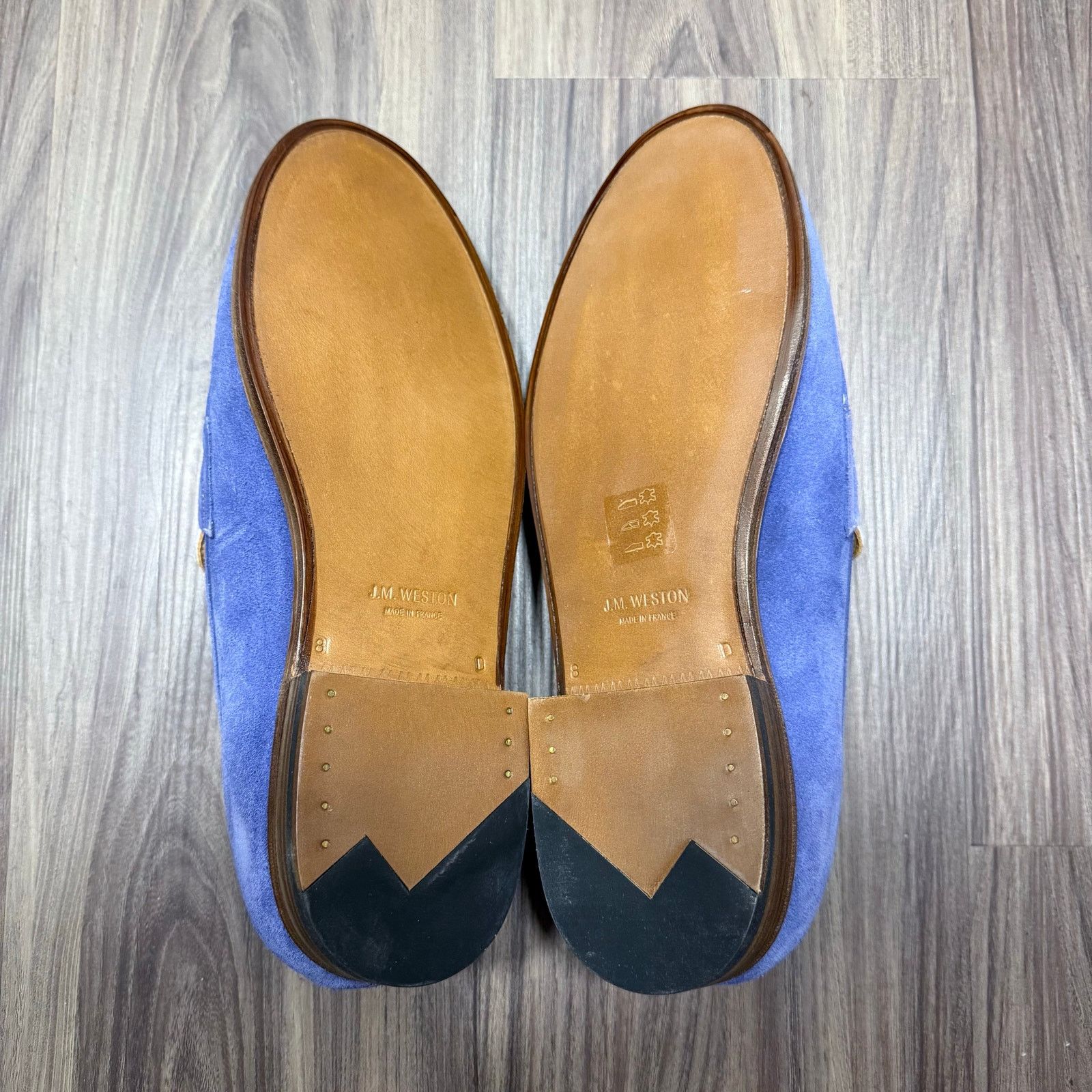 J.M. Weston NIB J.M Weston 180 Blue & White Penny Loafers Size 9US / 8UK Size US 9 / EU 42 - 7 Thumbnail