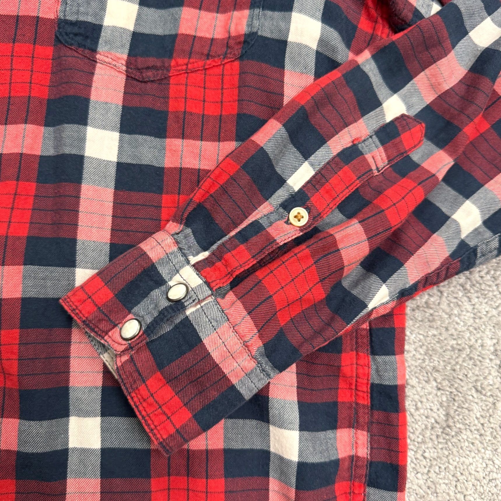Lucky Brand Lucky Brand Button-Up Shirt Plaid Flannel Mens M Red Classic Short Summary Size US M / EU 48-50 / 2 - 5 Thumbnail
