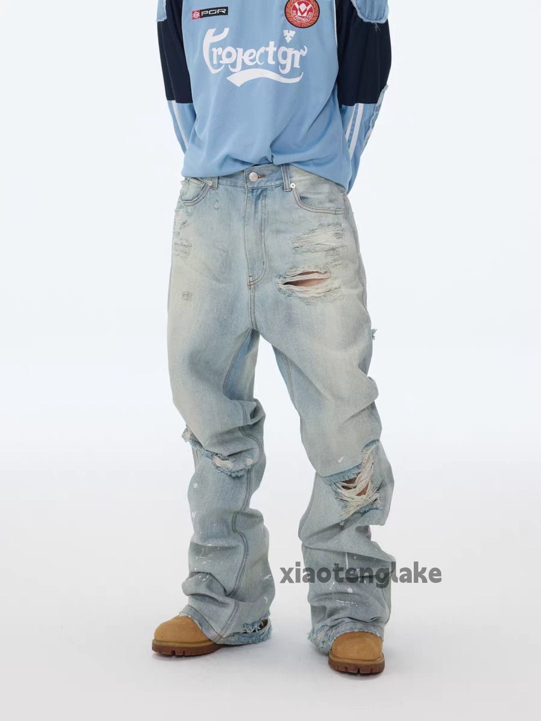 Jean Utility washed faded skate hiphop stain paint grunge Jeans Size US 34 / EU 50 - 1 Thumbnail