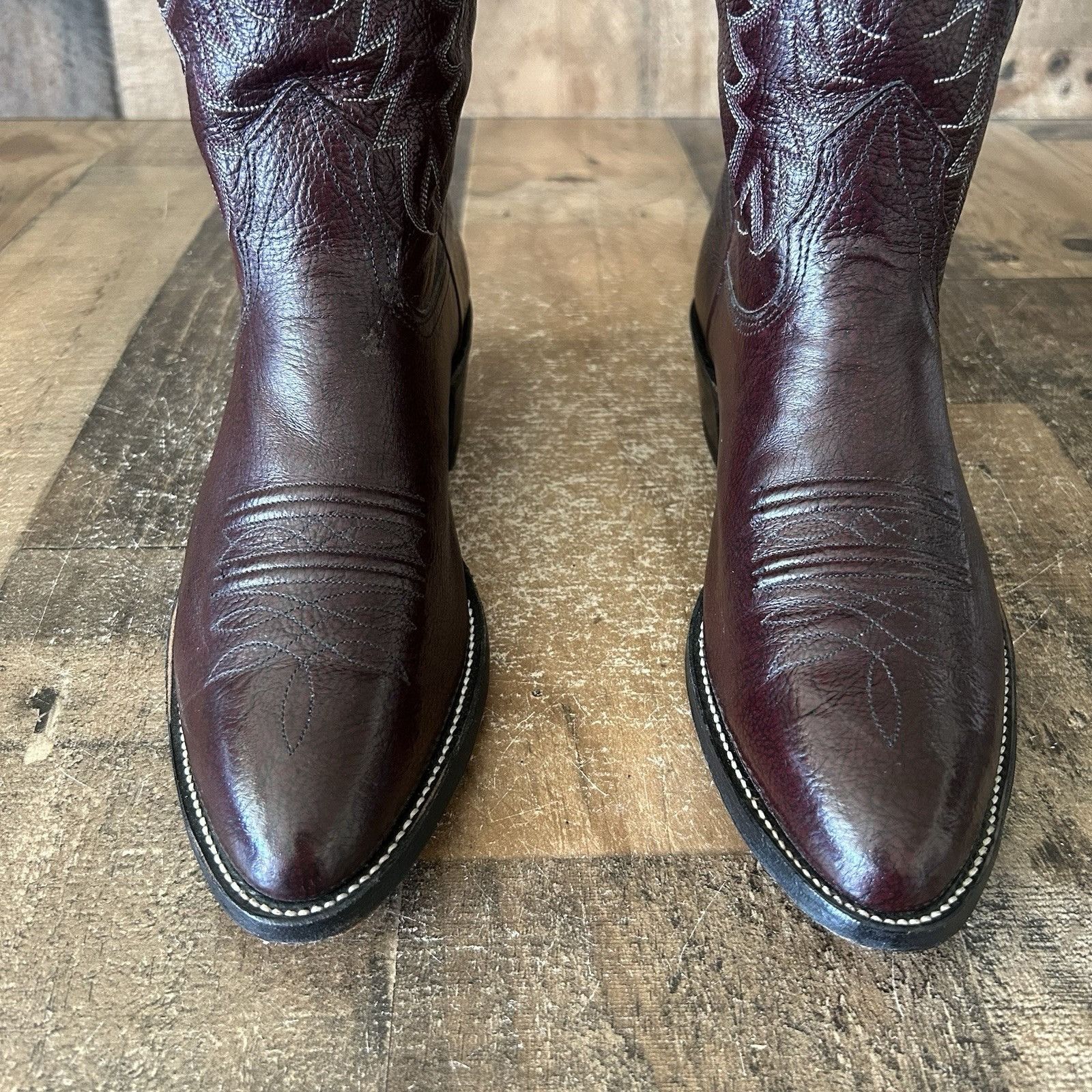 Nocona Boots Nocona Vintage Burgundy Western Cowboy Boots Mens 7.5 D Size US 7.5 / EU 40-41 - 9 Thumbnail