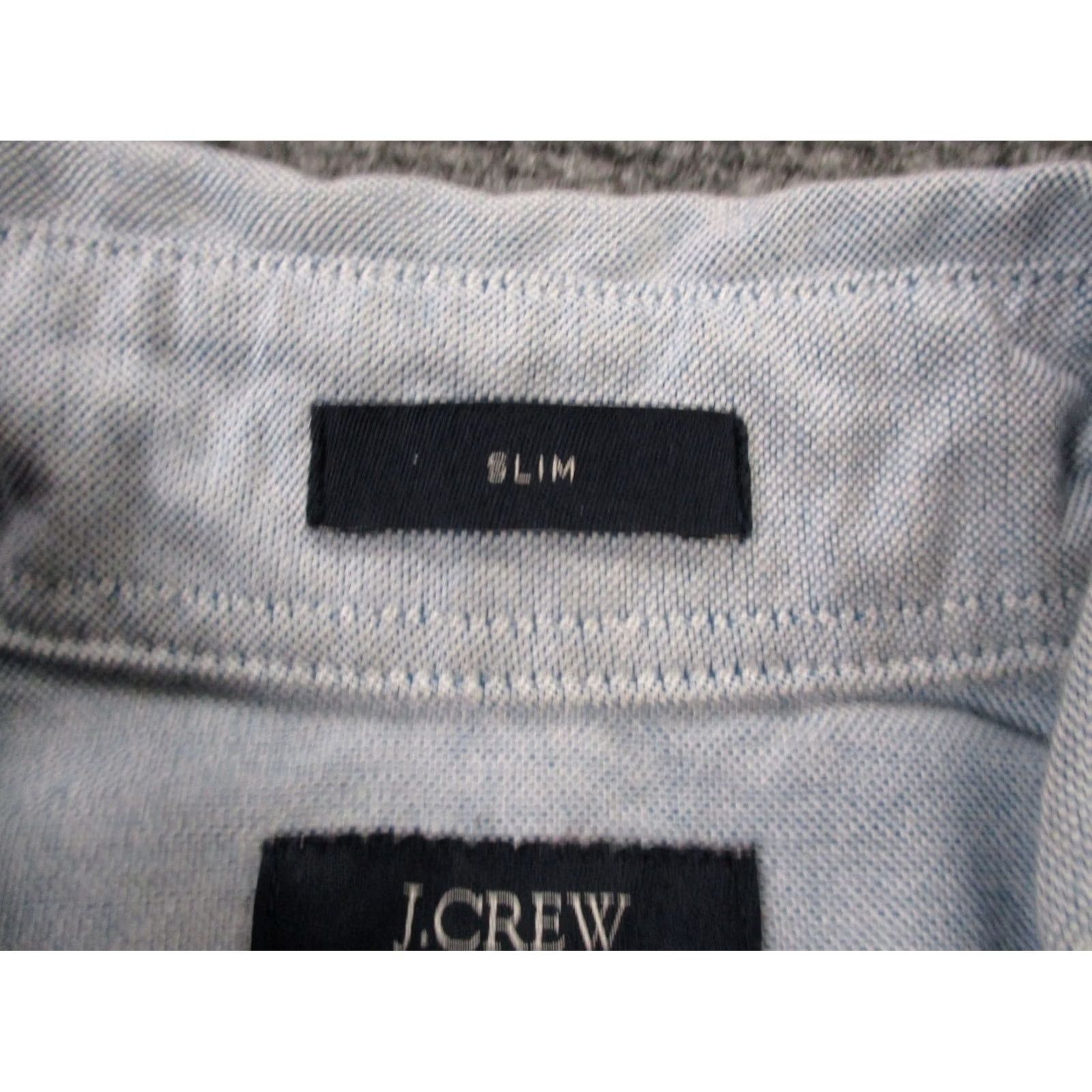 J.Crew J.CREW Shirt Mens M Blue Oxford Slim Dress Embroidered Graphic Print Pattern Button-Up Knit Collar Spread Classic Slimming Modern Size 40R - 7 Thumbnail