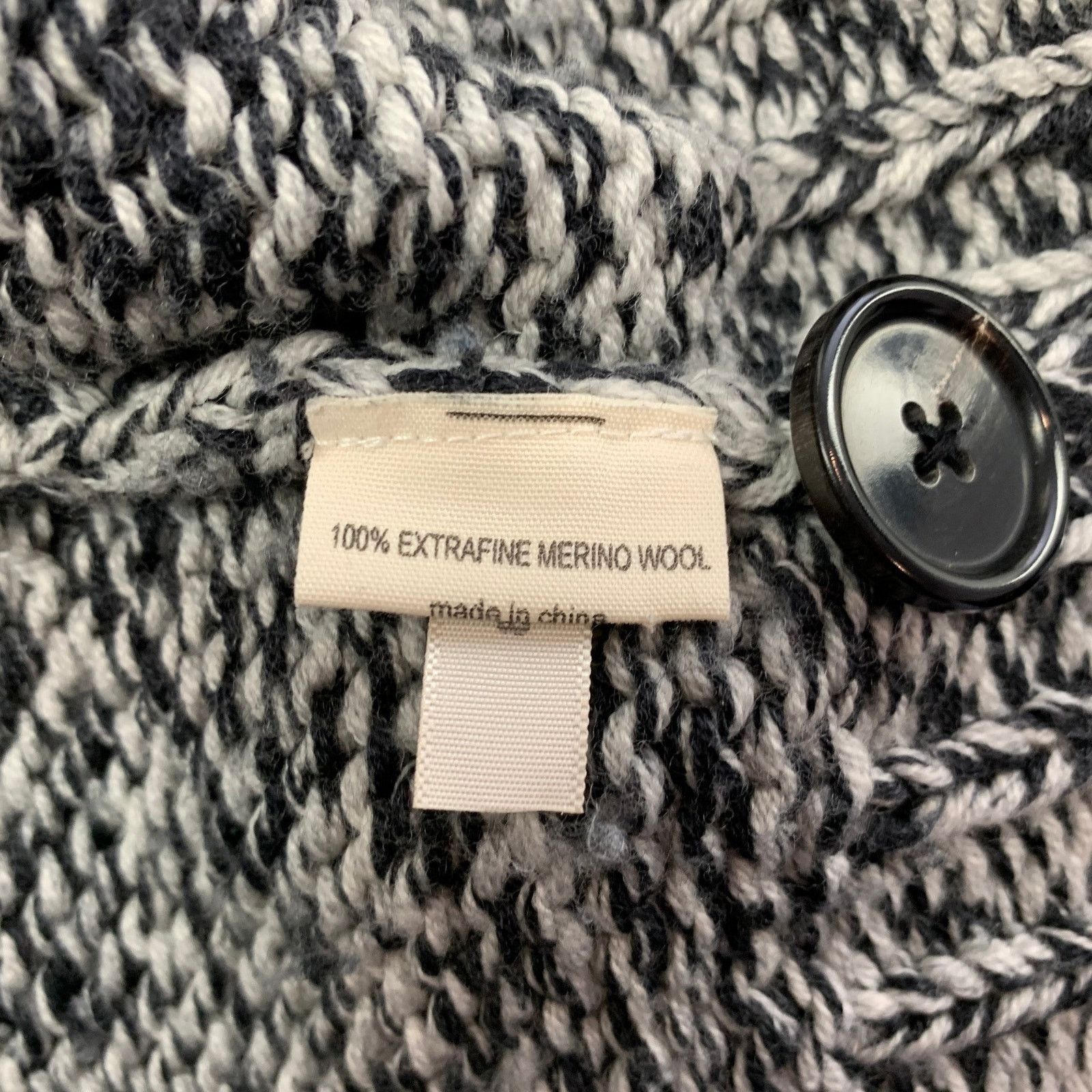 L'AGENCE M Navy & Grey Knitted Merino Wool Oversized Cardigan Size M / US 6-8 / IT 42-44 - 5 Thumbnail