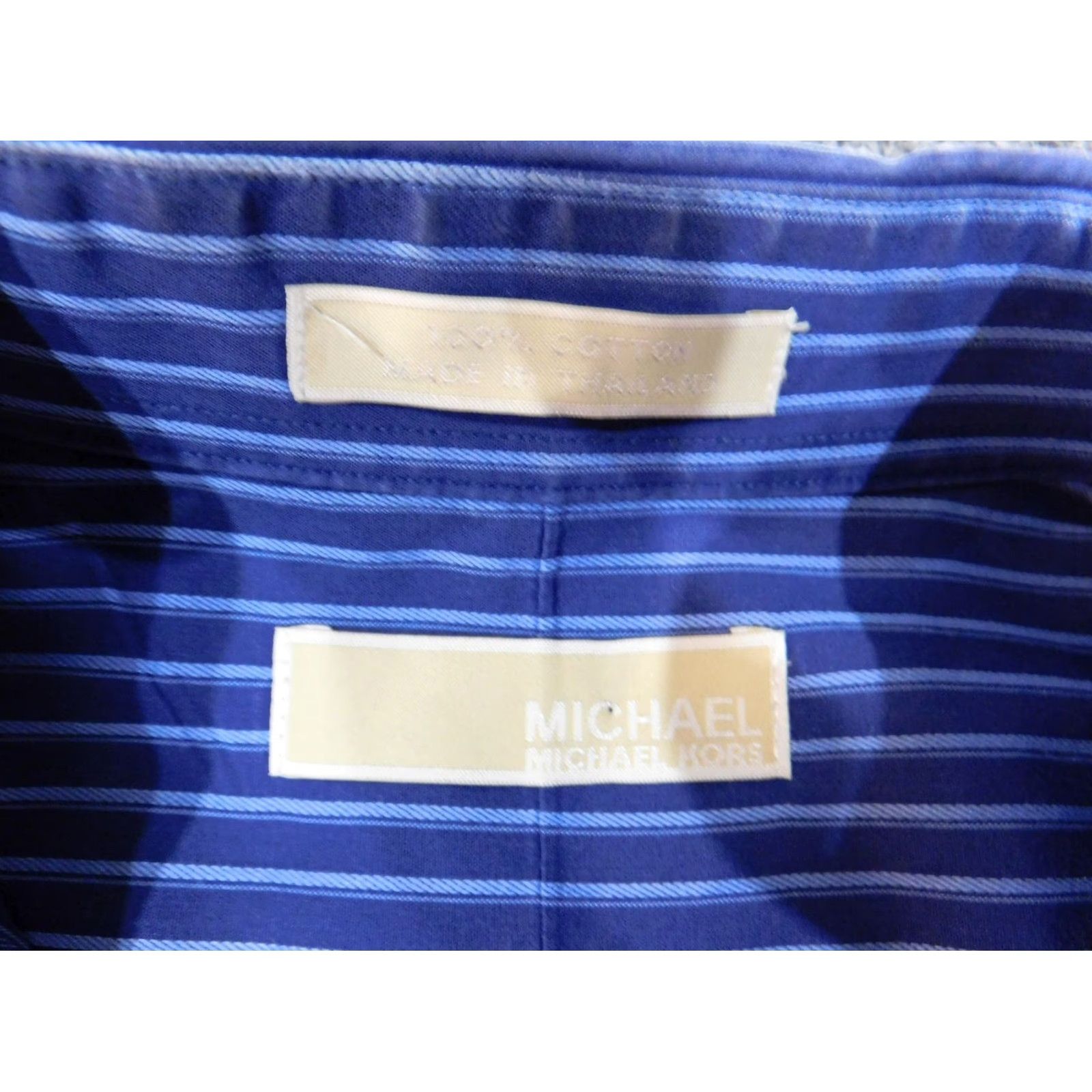 Michael Kors Michael Kors Shirt Men 15.5 Blue Striped Button Down Casual Regular Fit Size US L / EU 52-54 / 3 - 6 Thumbnail