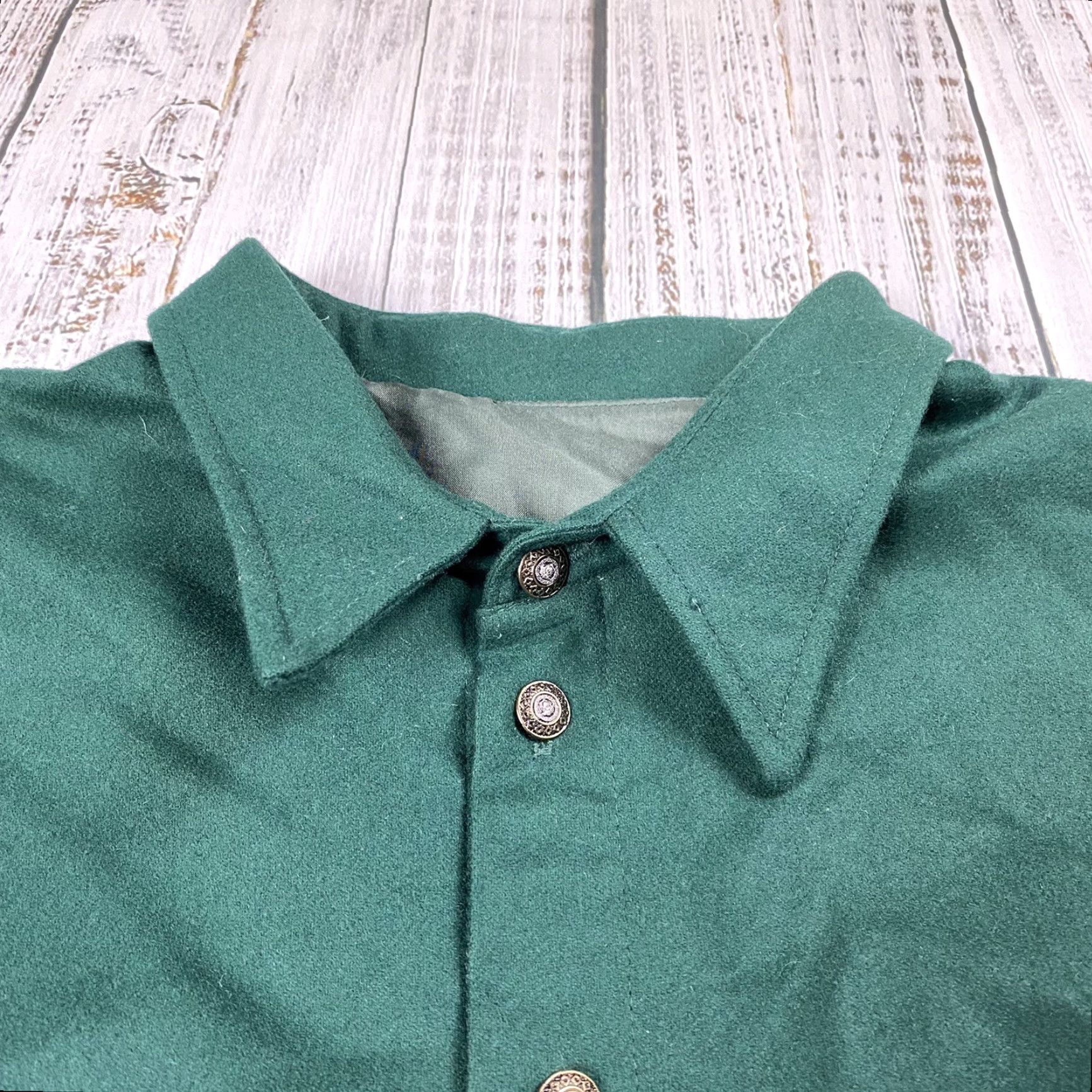 Vintage VINTAGE FLIC COMPOSE MENS COAT OVERCOAT Wool Blend Cashmere Flannel Shacket XL Green Button Mens XL Size US XL / EU 56 / 4 - 2 Thumbnail
