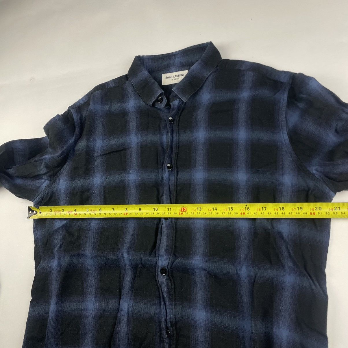 Saint Laurent Paris Saint Laurent Paris Hedi Silmane Blue Shadow Plaid Shirt 40 Size US M / EU 48-50 / 2 - 13 Thumbnail