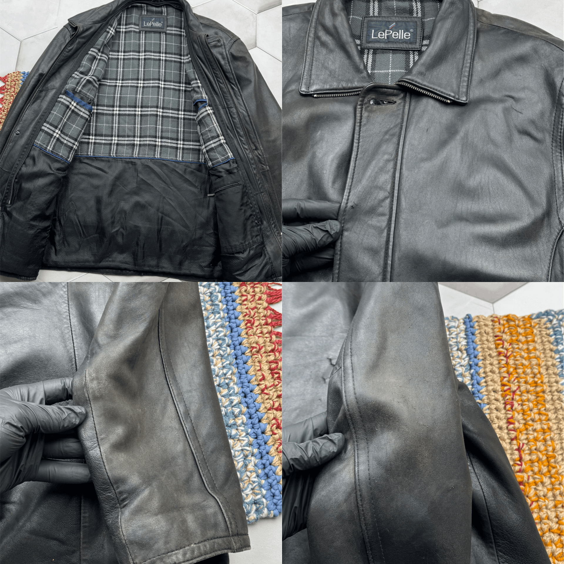Vintage Vintage Thrashed Leather Jacket (G7)(ES9) Size US XXL / EU 58 / 5 - 3 Thumbnail