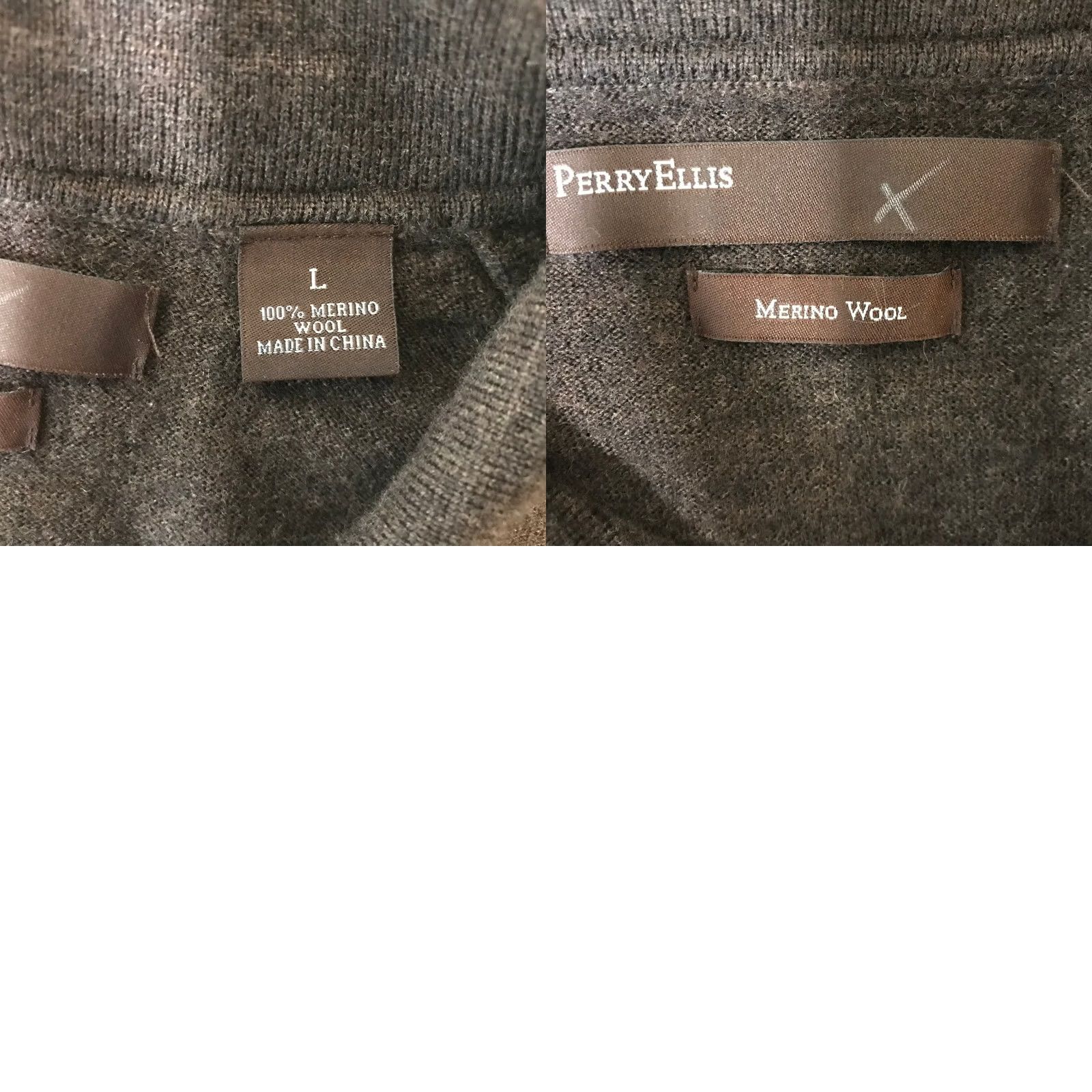 Perry Ellis Perry Ellis Brown 100% Merino Wool Long Sleeve Polo Sweater Diamond Knit Large Size L / US 10 / IT 46 - 8 Thumbnail
