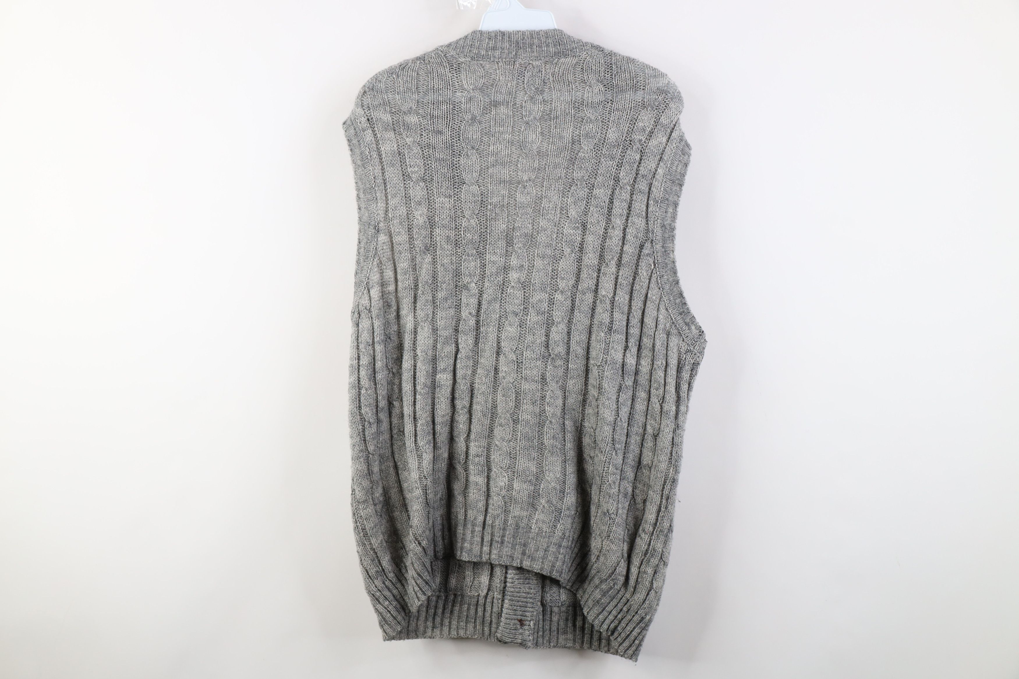 Vintage Vintage 70s Streetwear Ribbed Cable Knit Sweater Vest Gray Size US L / EU 52-54 / 3 - 10 Thumbnail