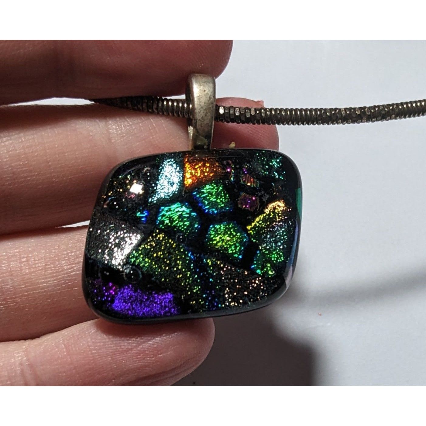 Other Rainbow Dichroic Glass Pendant Necklace Size ONE SIZE - 6 Thumbnail
