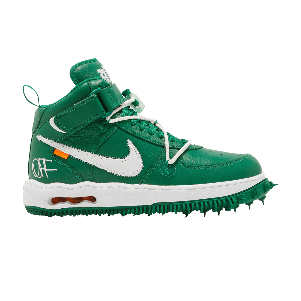 image of Off-White X Air Force 1 Mid Sp Leather Pine Green Shoes, Men's (Size 5)