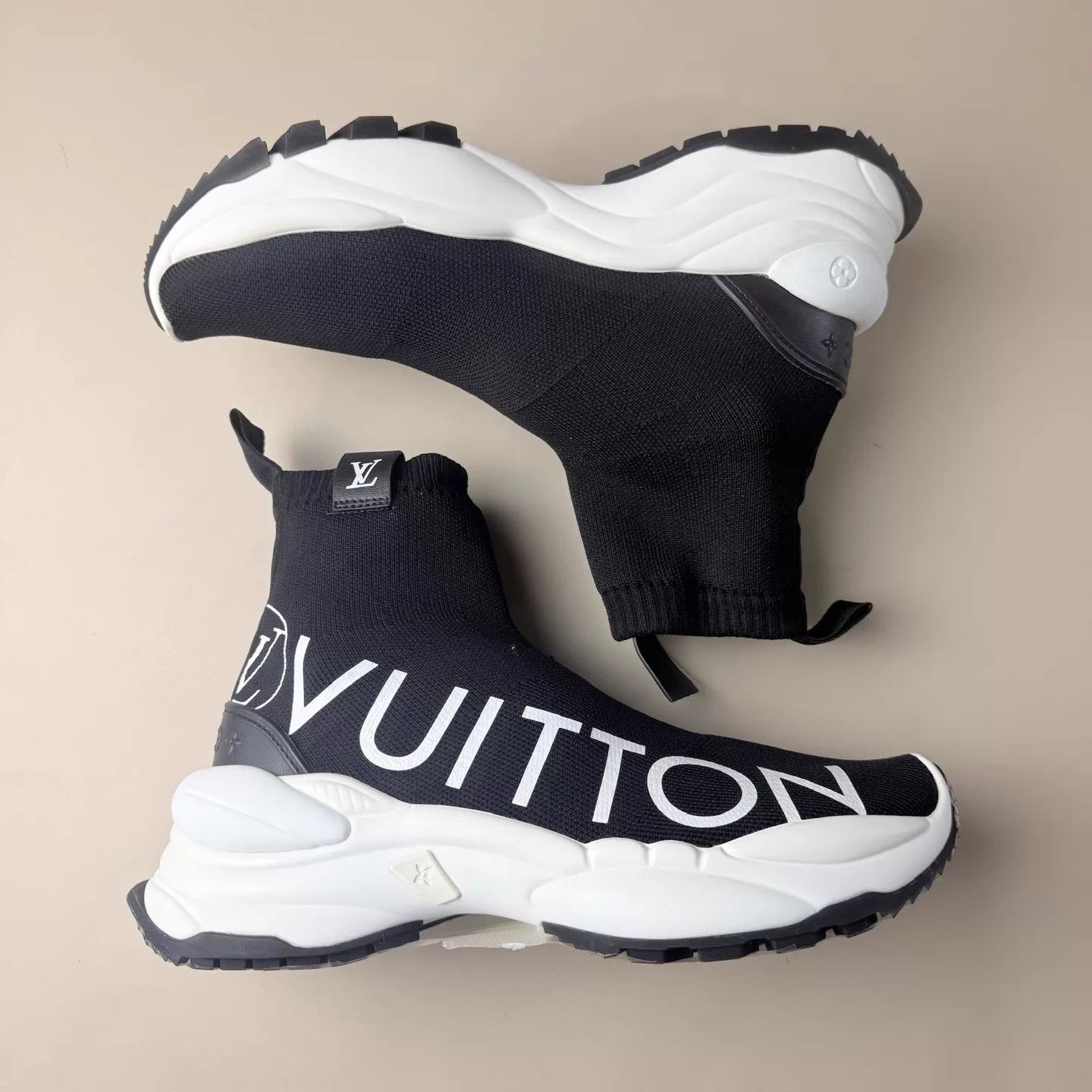 Louis Vuitton LV black white logo platform sock boot EUR 37.5 Size US 7 / IT 37 - 4 Thumbnail