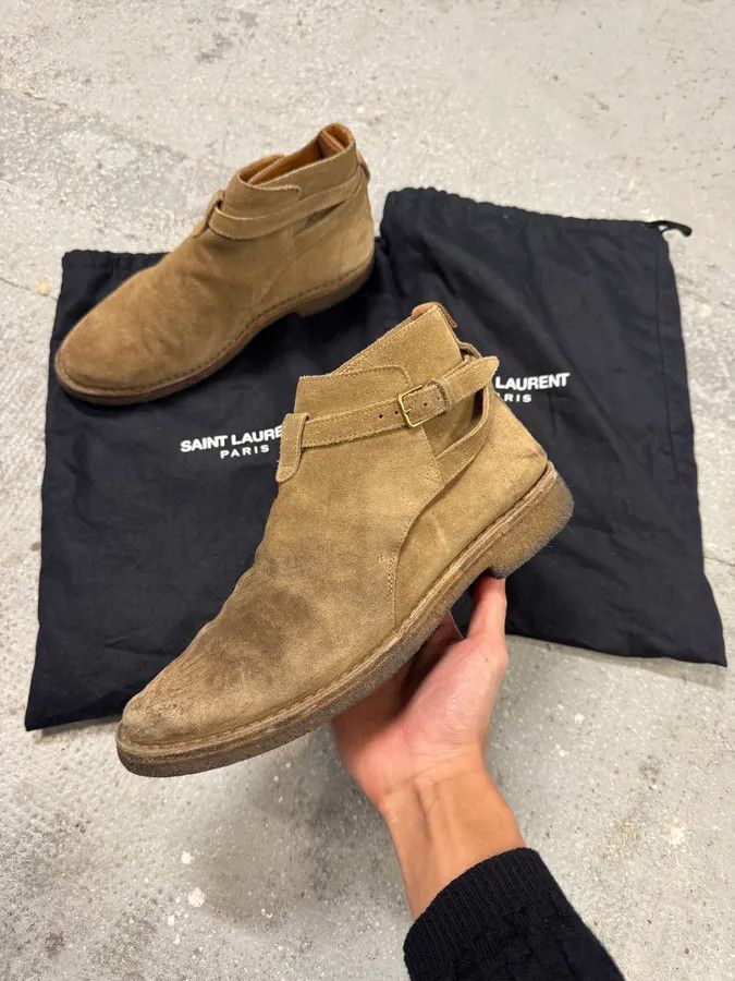 Designer × Saint Laurent Paris × Vintage SS2014 Saint Laurent Beige Leather Suede Boots Size US 8 / EU 41 - 2 Thumbnail